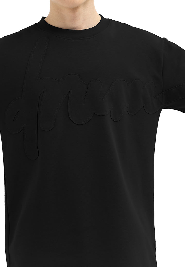 DRUM SELECT Patch Fabric Oversized Tee-Black