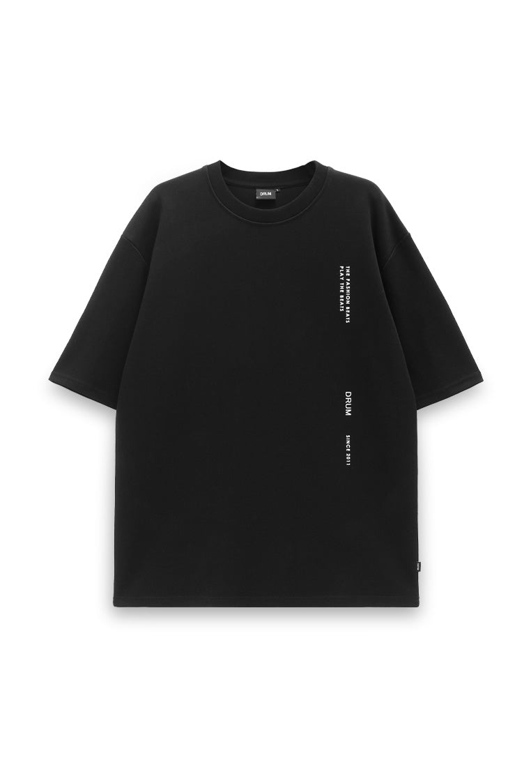 DRUM SELECT Graphic Print Oversized Tee- Black