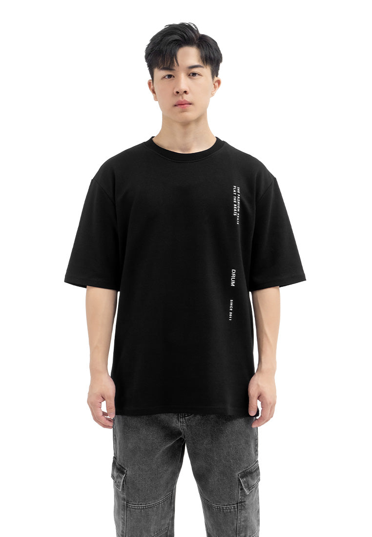 DRUM SELECT Graphic Print Oversized Tee- Black