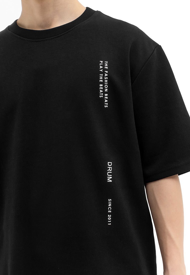 DRUM SELECT Graphic Print Oversized Tee- Black