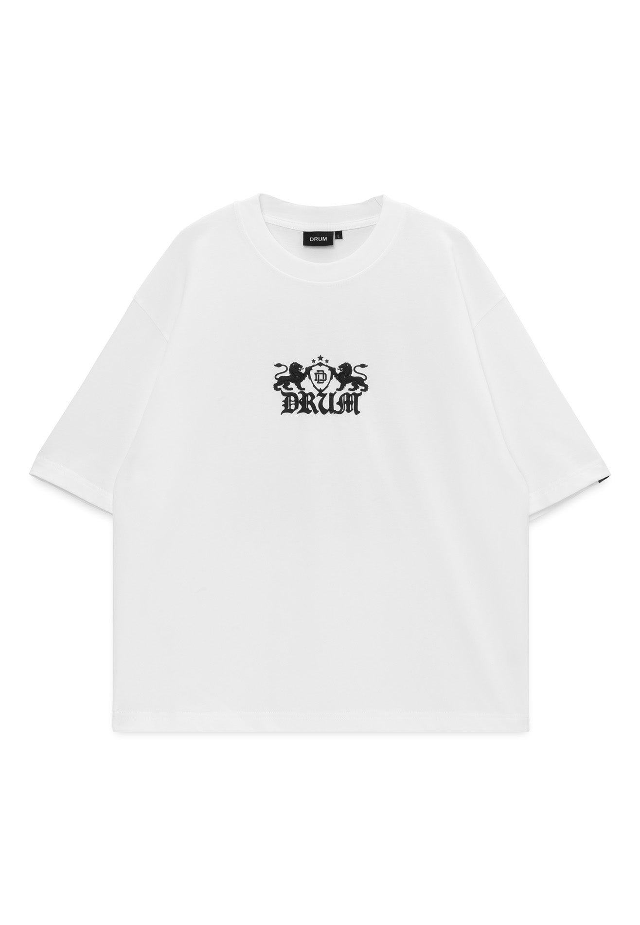 DRUM S. DRUM Not Dumb Puff Print Boxy Oversized Tee- White