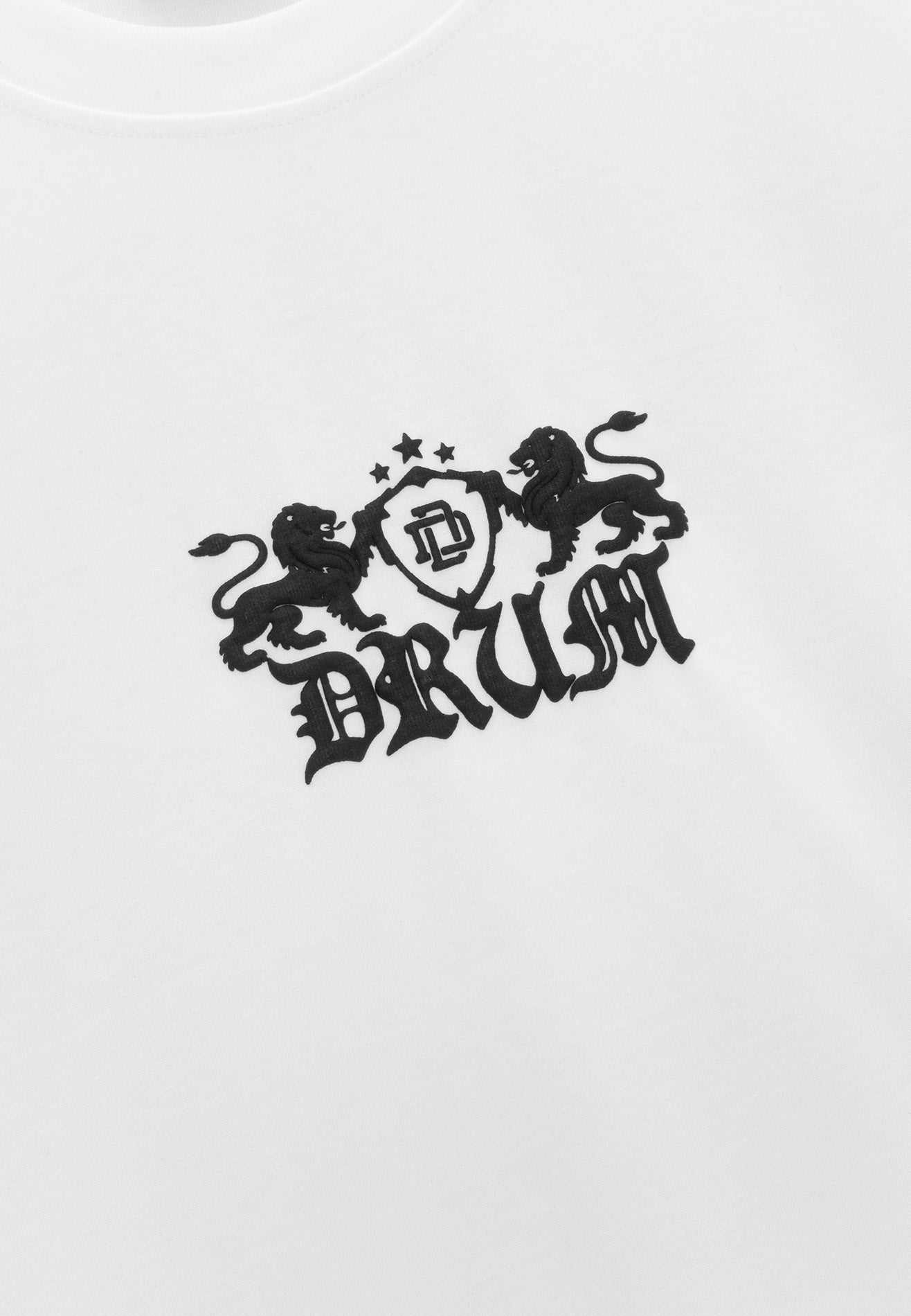 DRUM S. DRUM Not Dumb Puff Print Boxy Oversized Tee- White