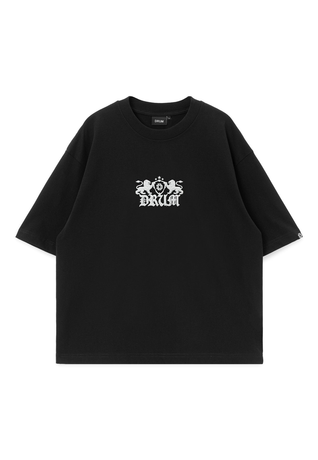 DRUM S. DRUM Not Dumb Puff Print Boxy Oversized Tee- Black