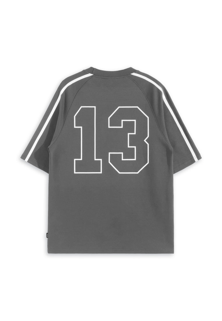 DRUM SELECT Reflective Print Oversized Tee- Grey