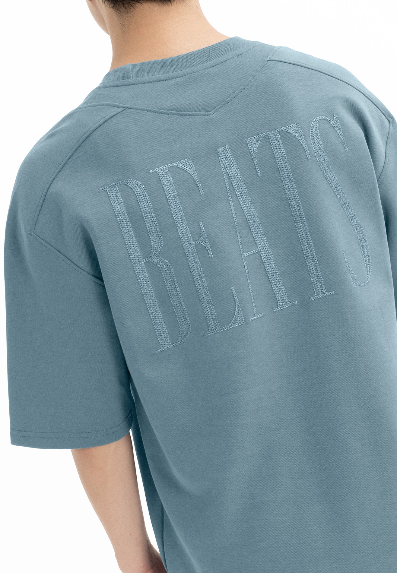 DRUM SELECT Beats Embroidery Oversized Tee- Blue