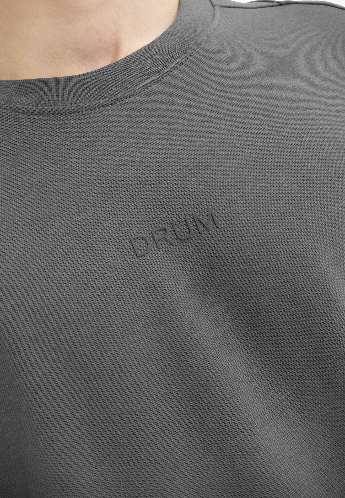 DRUM SELECT Beats Embroidery Oversized Tee- Dark Grey