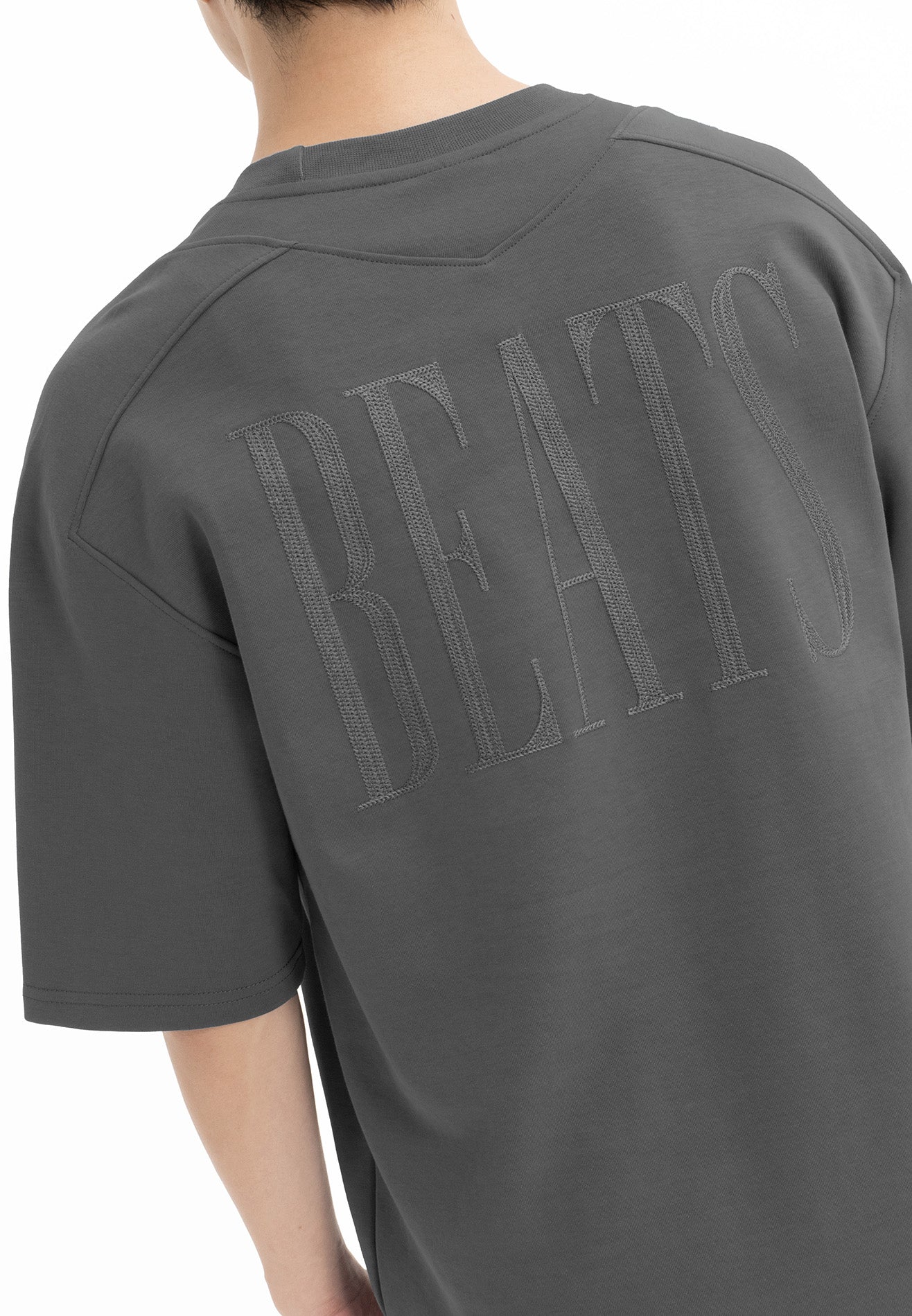 DRUM SELECT Beats Embroidery Oversized Tee- Dark Grey