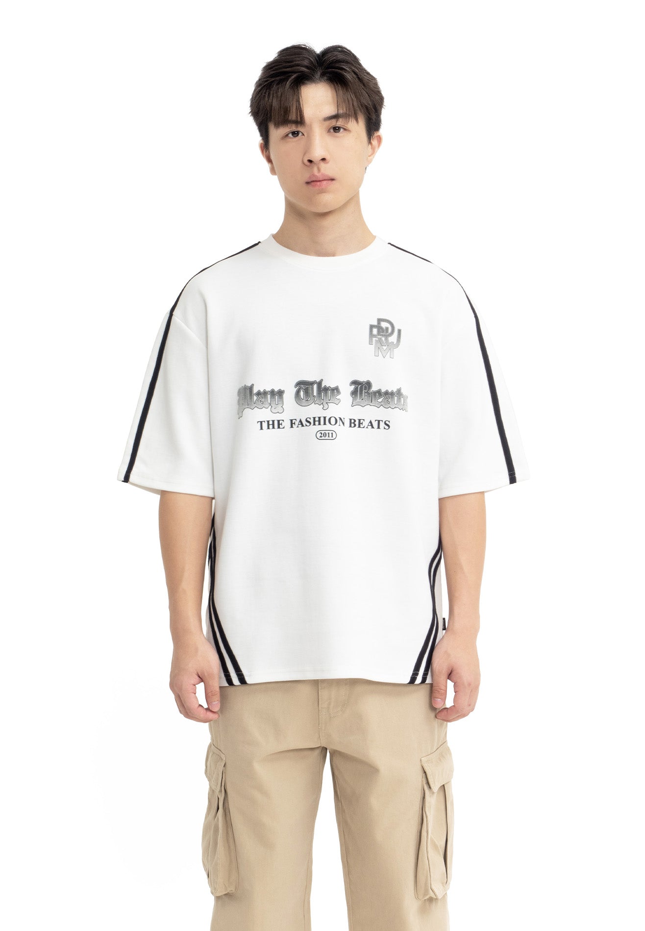 DRUM Select Slogan Oversized Tee- White