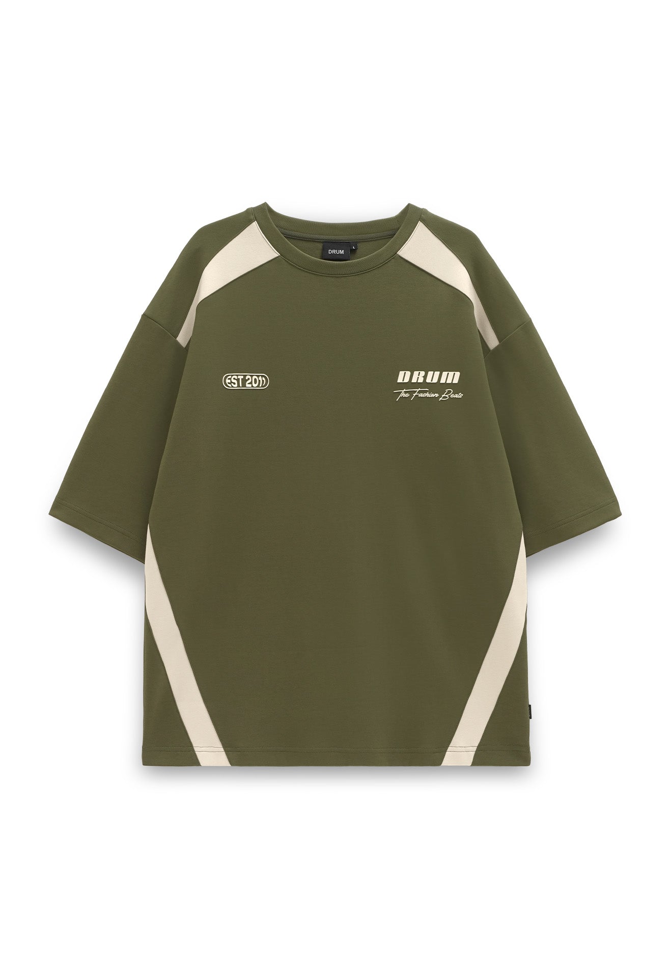 DRUM Select Cut & Sew Details Oversized Tee- Army Green