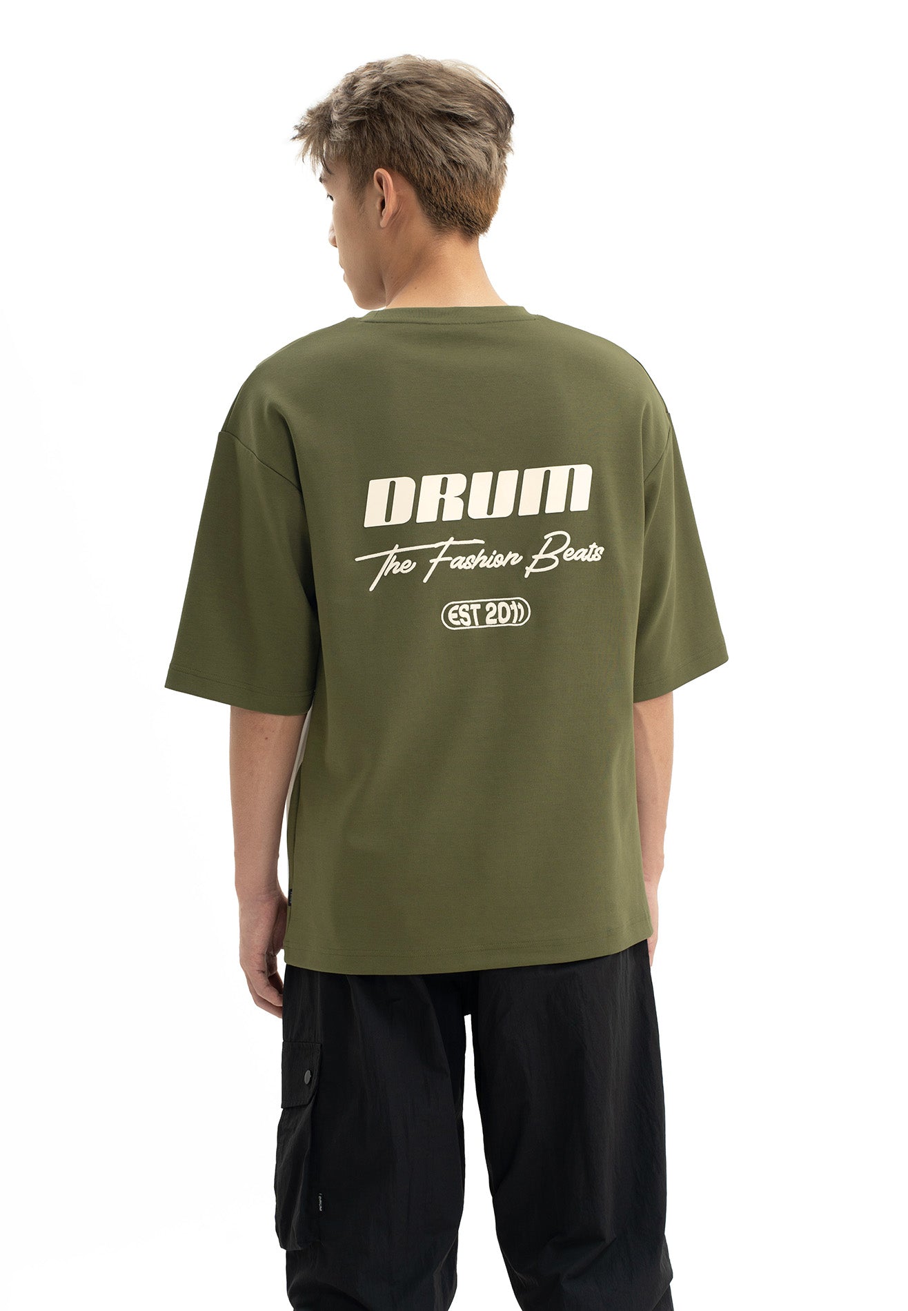 DRUM Select Cut & Sew Details Oversized Tee- Army Green
