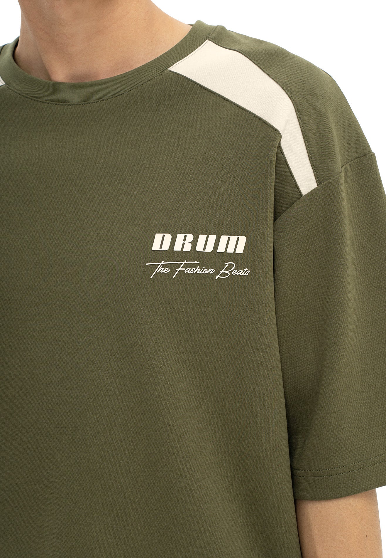 DRUM Select Cut & Sew Details Oversized Tee- Army Green