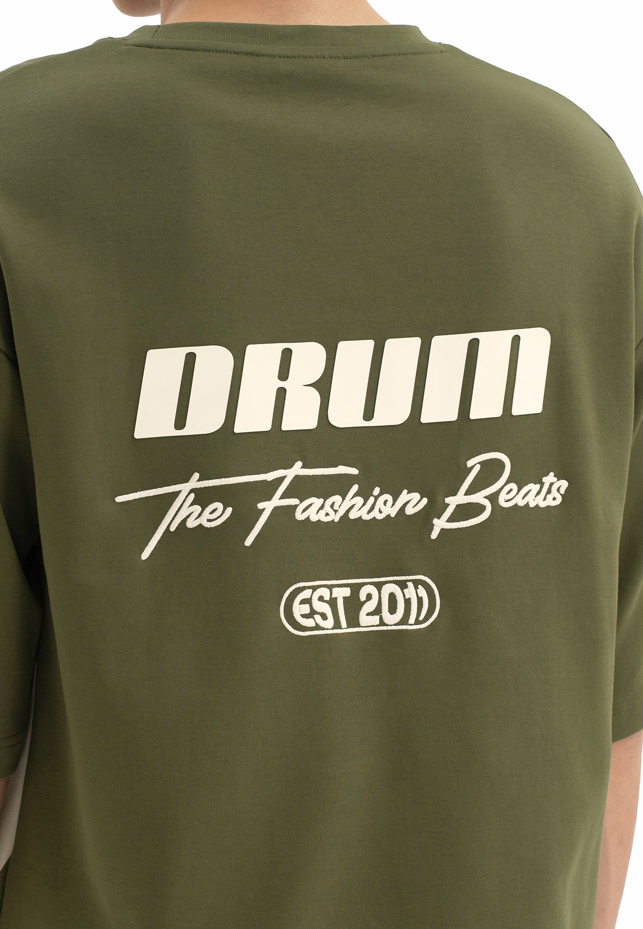 DRUM Select Cut & Sew Details Oversized Tee- Army Green