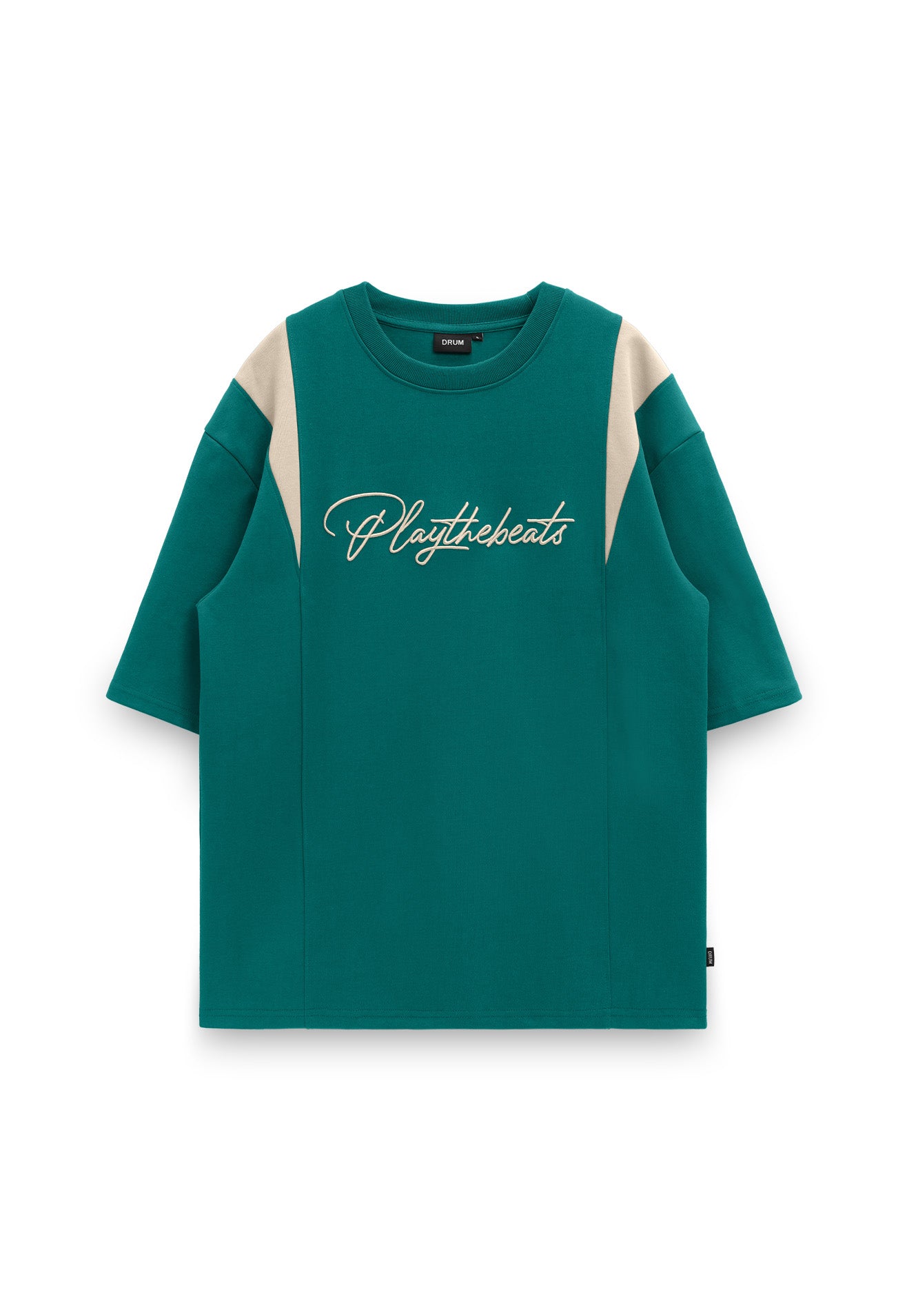 DRUM Select Slogan Embroidery Oversized Tee- Dark Green