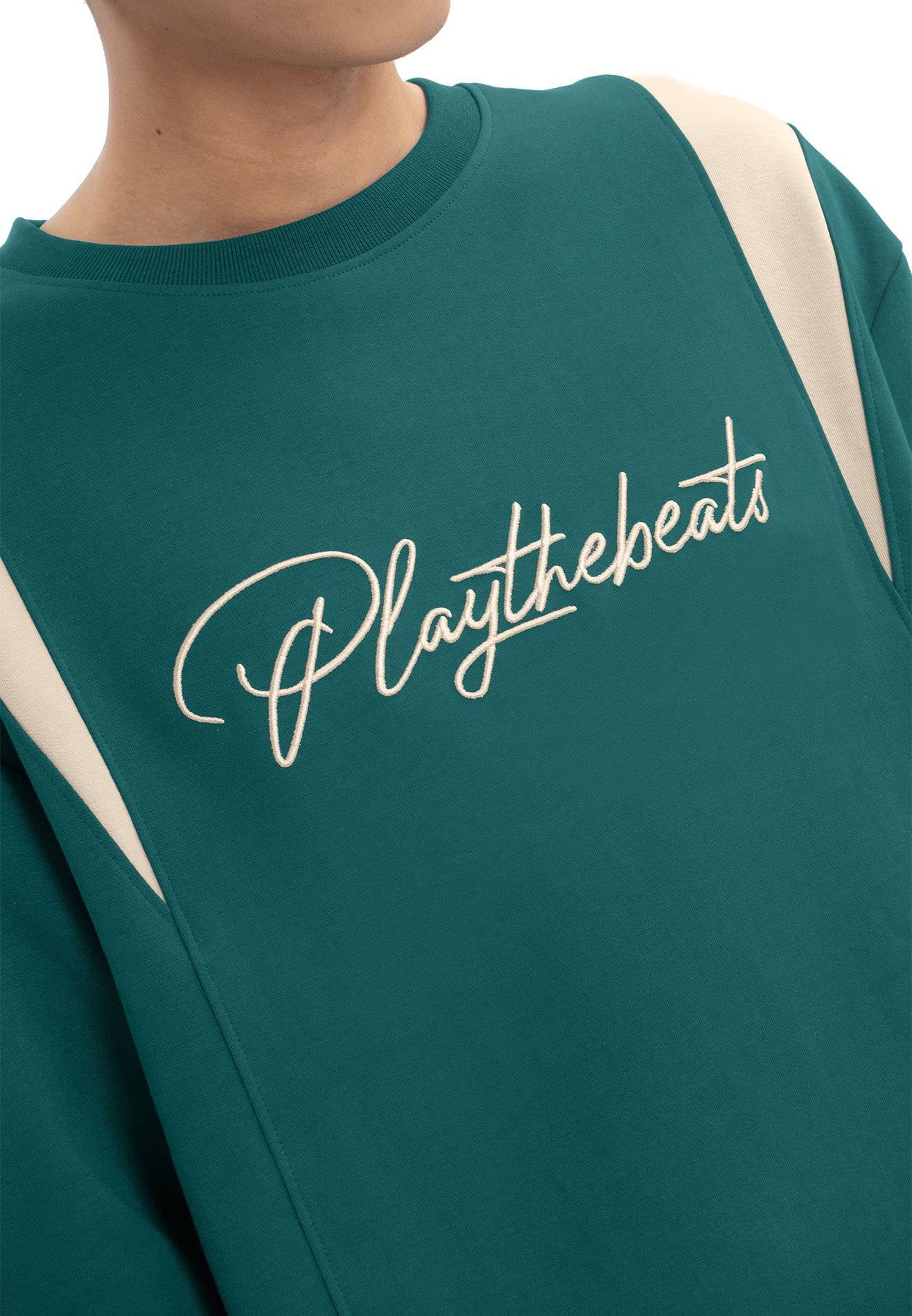 DRUM Select Slogan Embroidery Oversized Tee- Dark Green