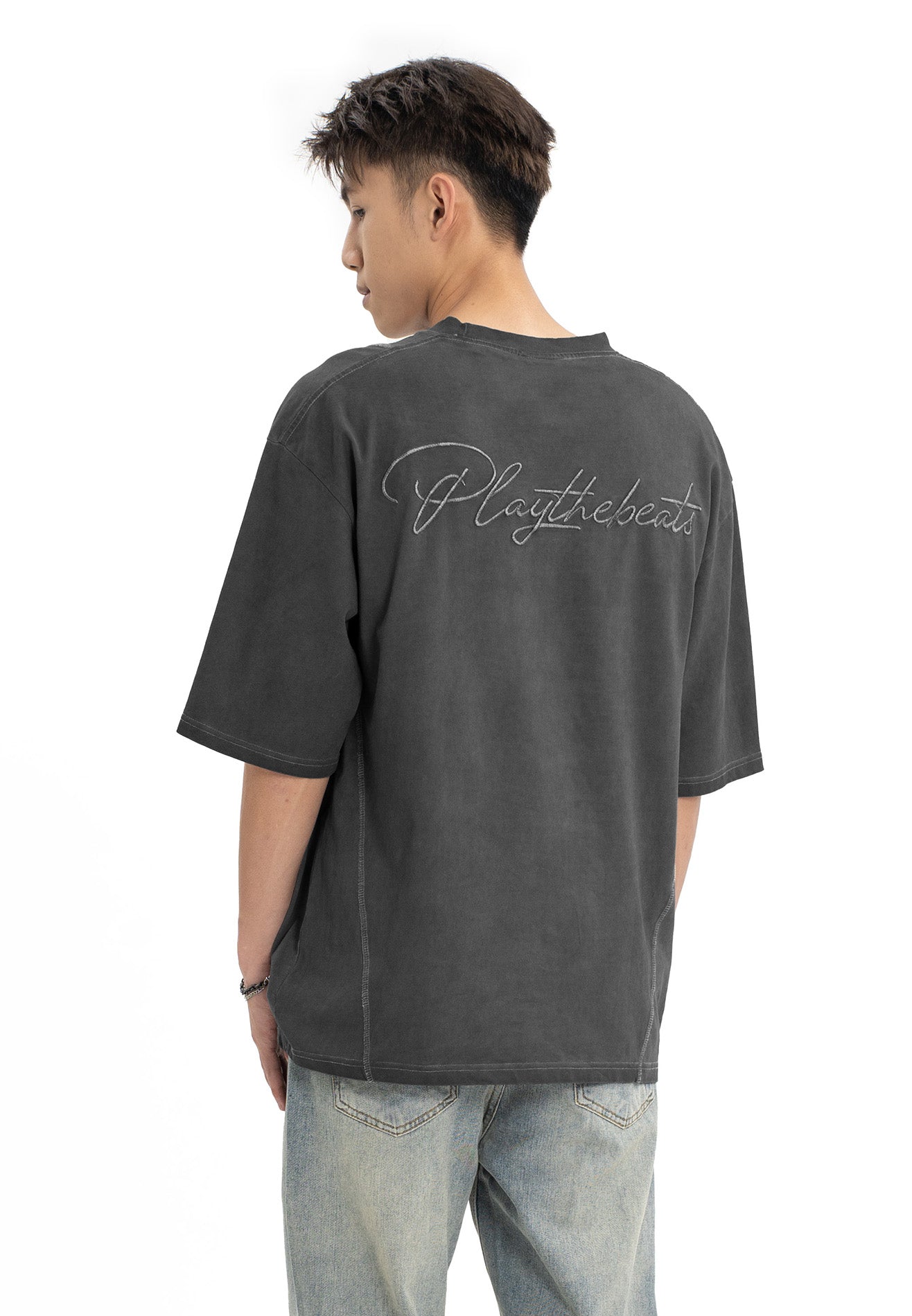 Select Washed Tone Oversized Tee- Dark Grey