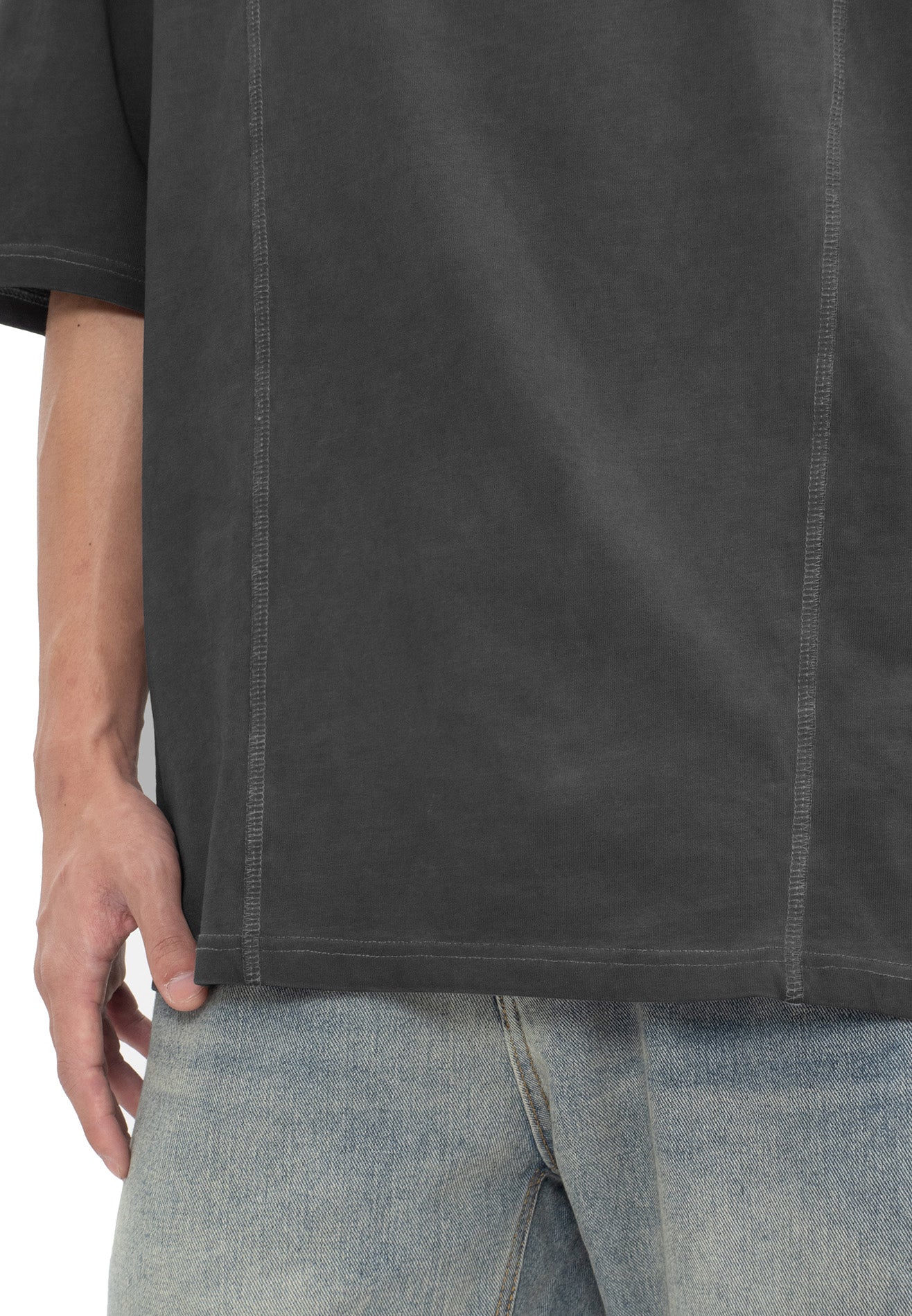 Select Washed Tone Oversized Tee- Dark Grey