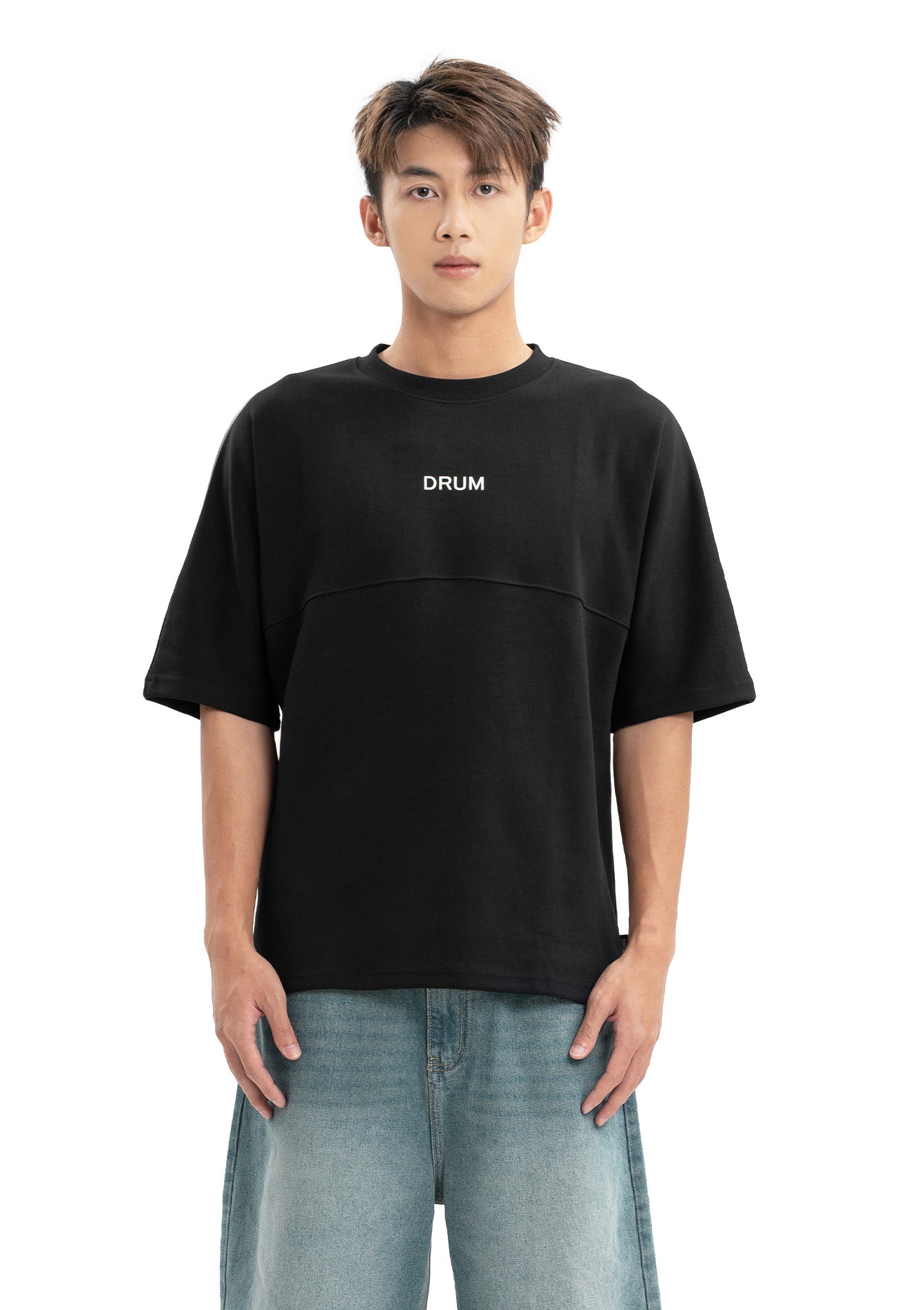 DRUM Select Slogan Glow In The Dark Oversized Tee- Black