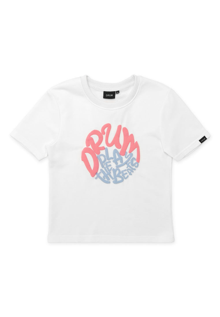 DRUM SELECT Women Graphic Top- White