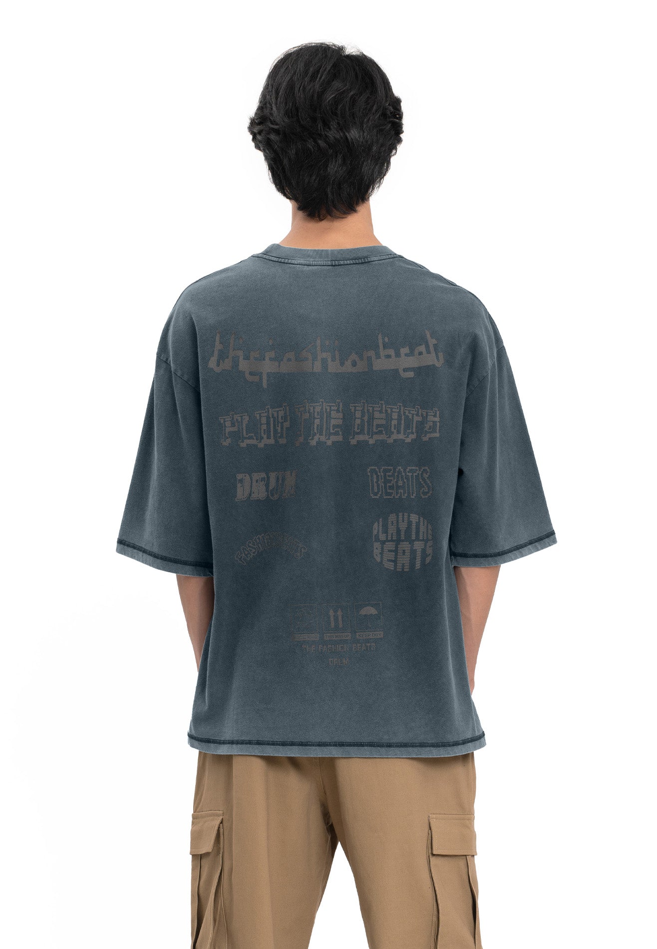 Select Jawi Inspired Slogan Oversized Tee- Dark Blue