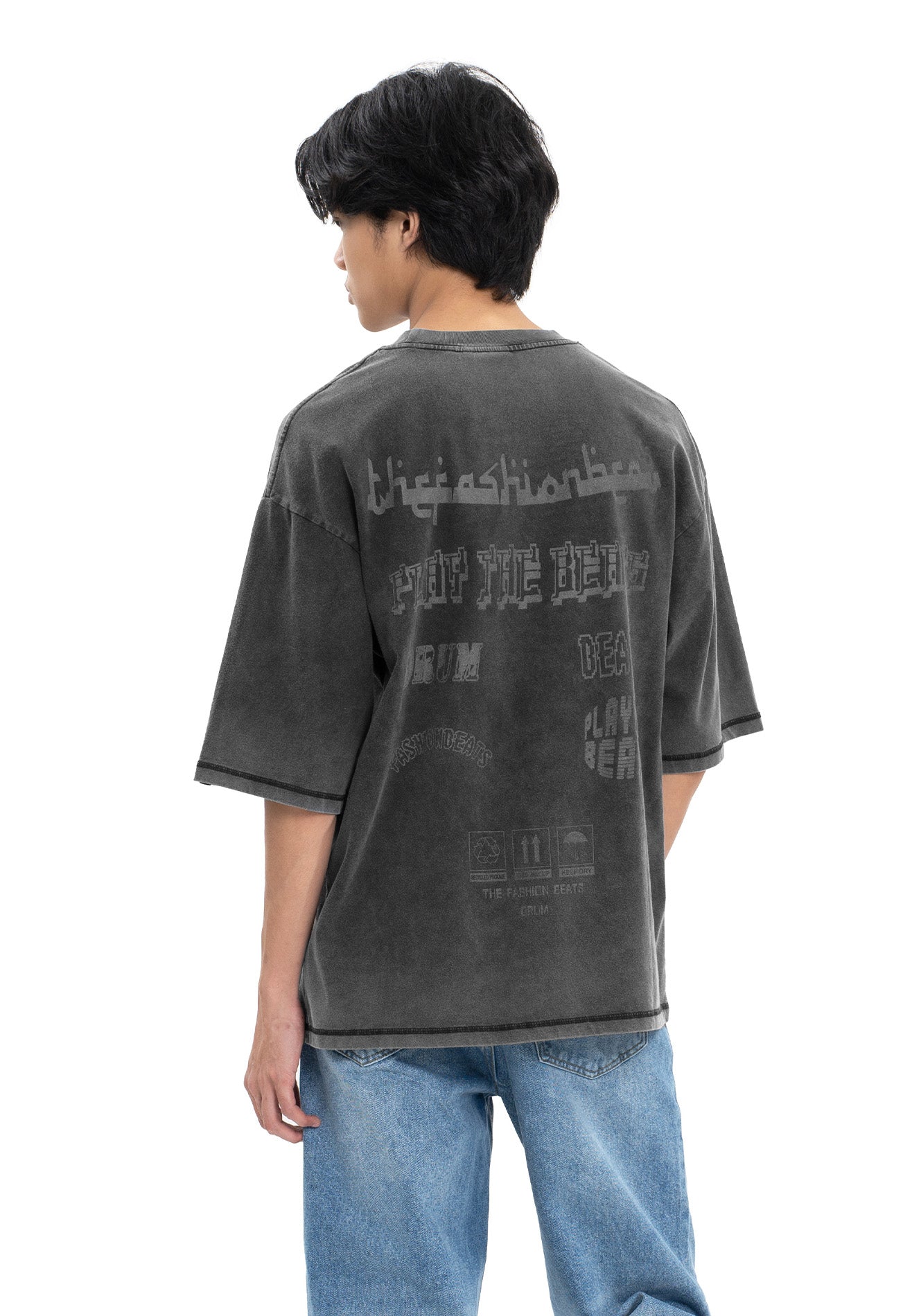 Select Jawi Inspired Slogan Oversized Tee- Black