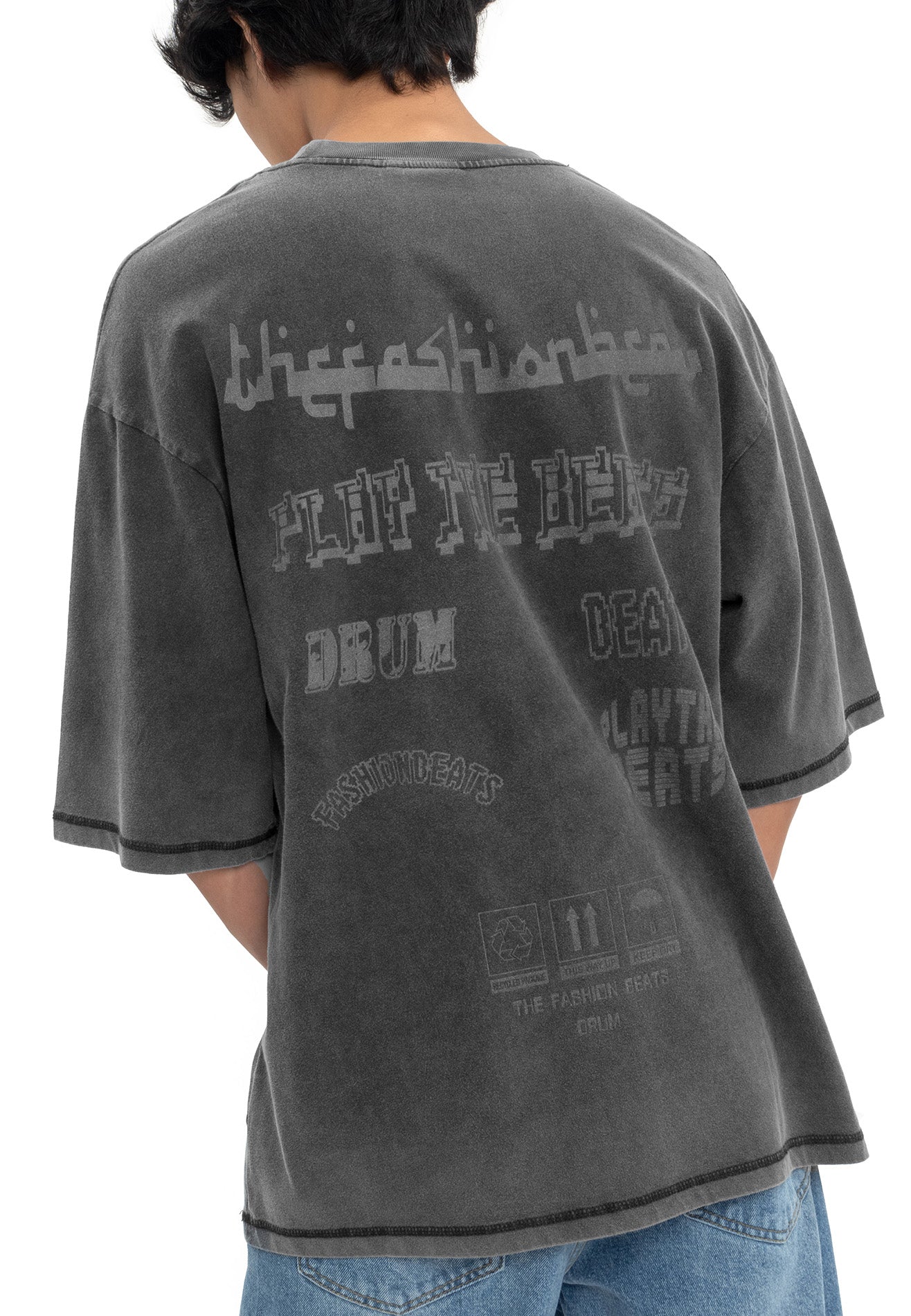 Select Jawi Inspired Slogan Oversized Tee- Black