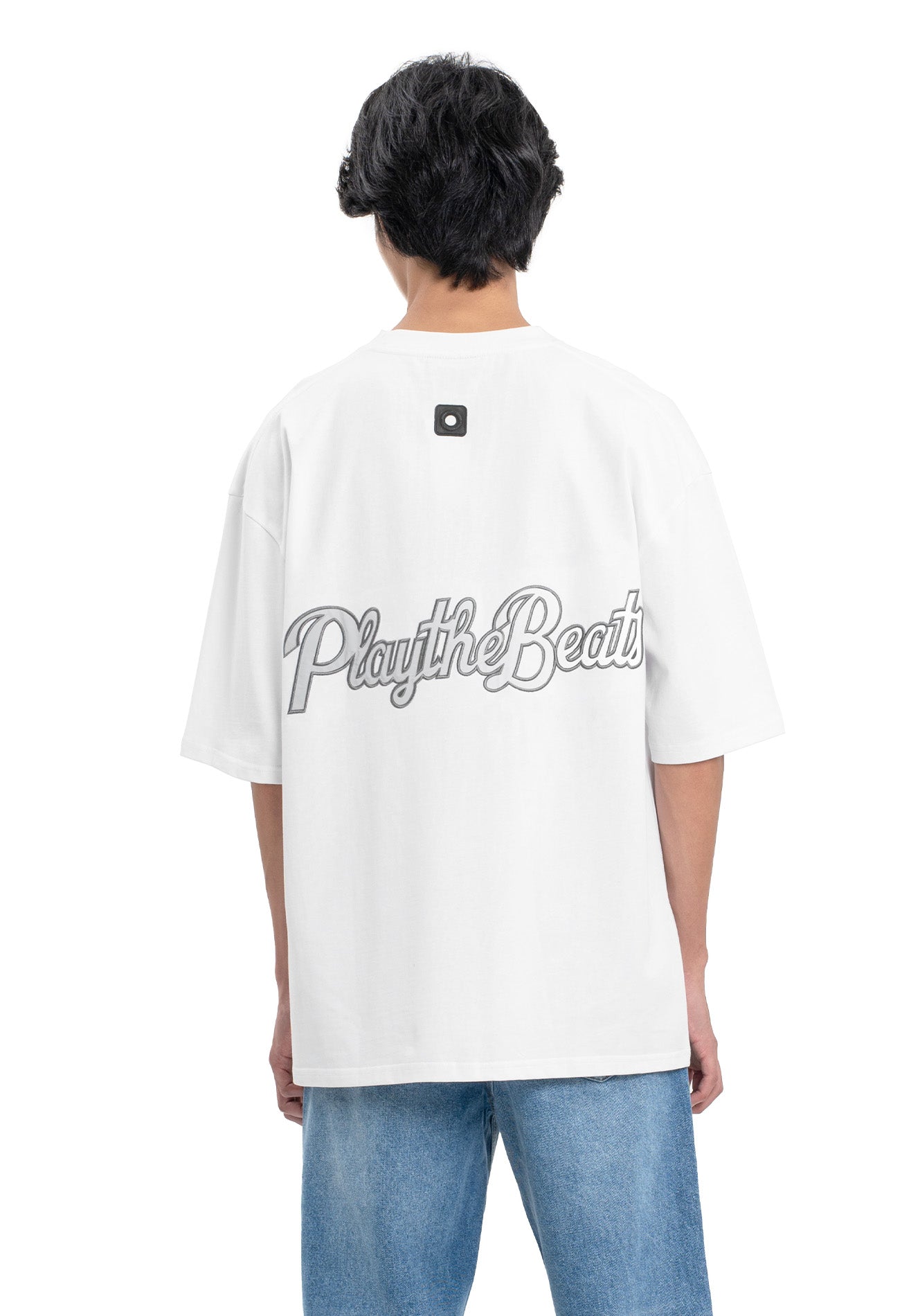 Select Reflective Embroidery Oversized Tee- White