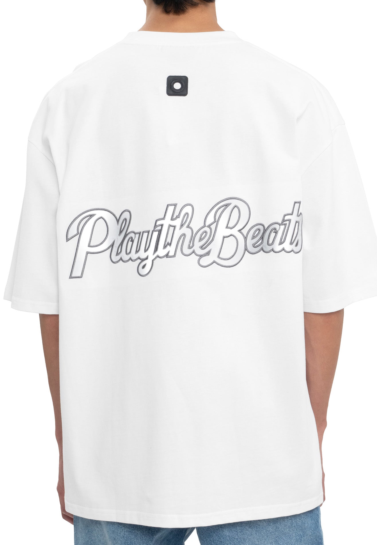 Select Reflective Embroidery Oversized Tee- White