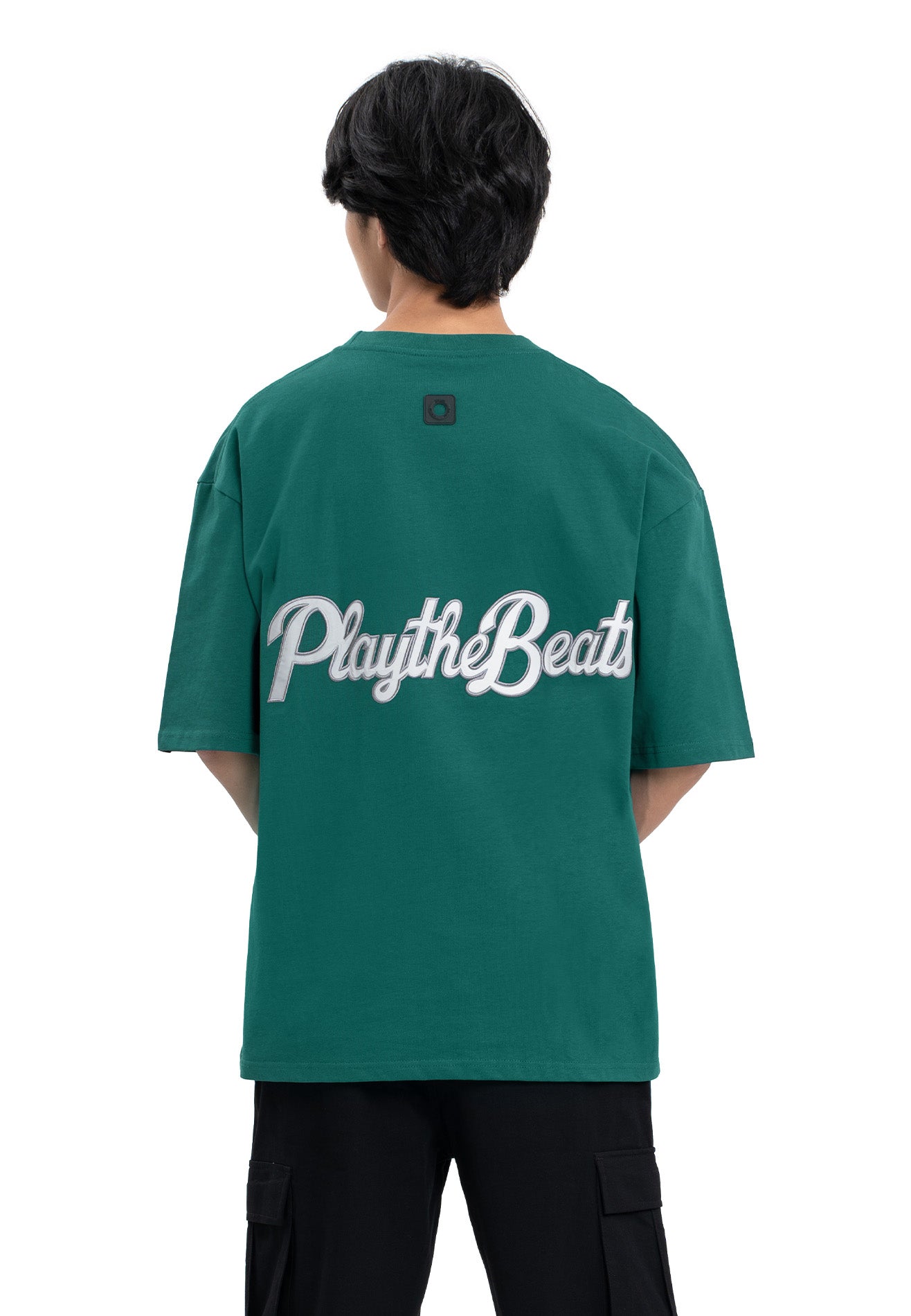 Select Reflective Embroidery Oversized Tee- Dark Green