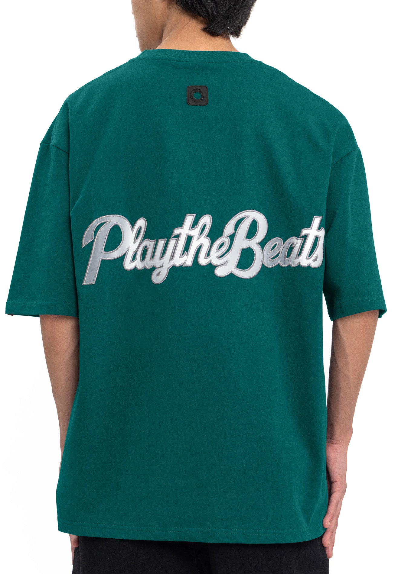 Select Reflective Embroidery Oversized Tee- Dark Green