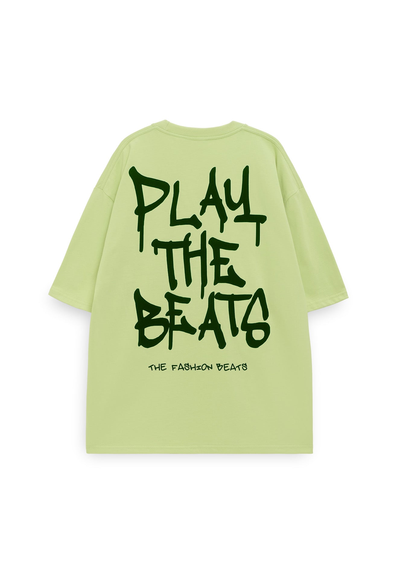 Select Flocking Print Oversized Tee- Light Green