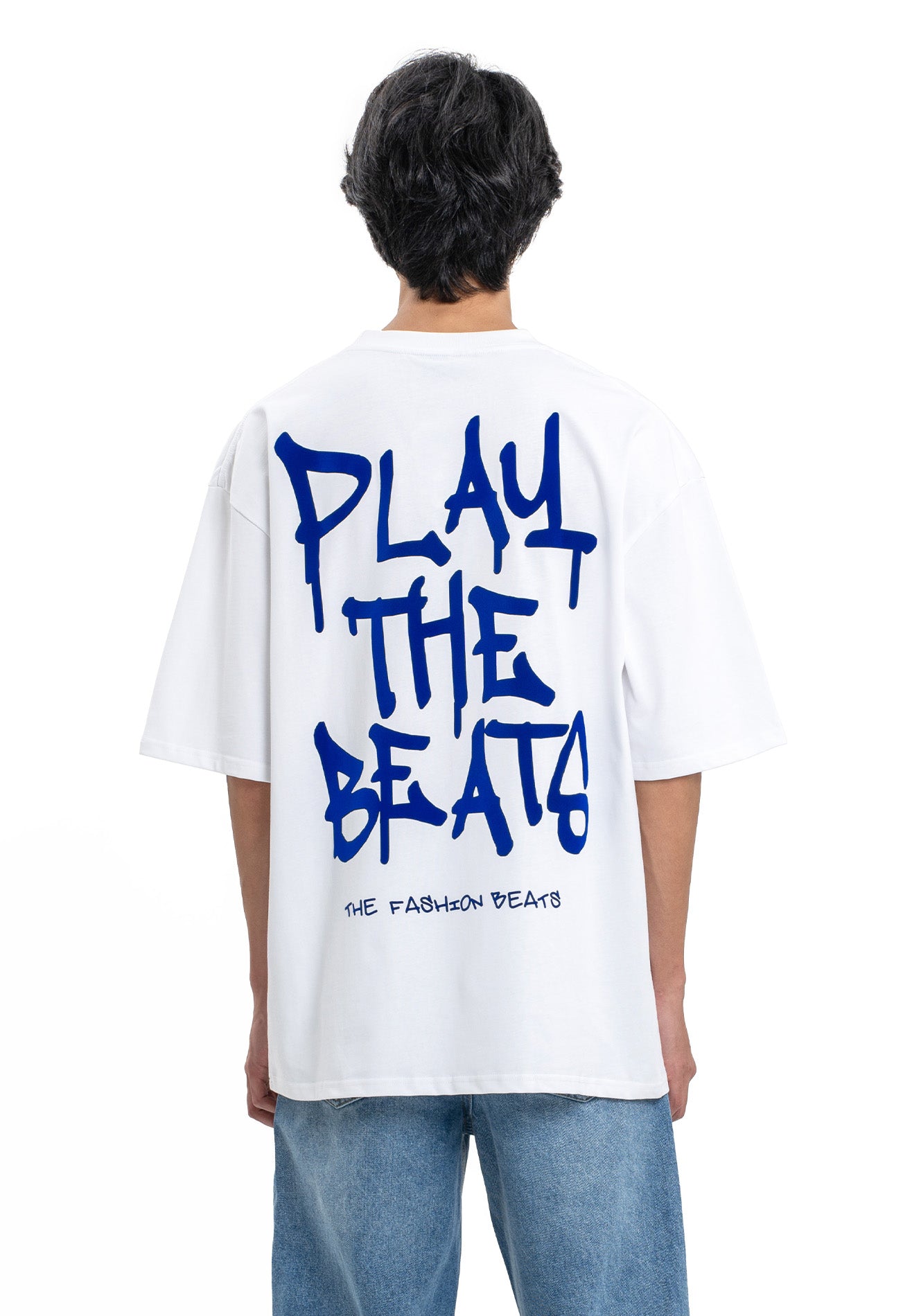 Select Flocking Print Oversized Tee - White