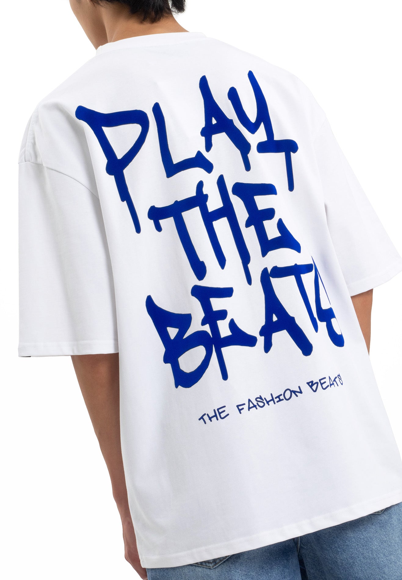 Select Flocking Print Oversized Tee - White