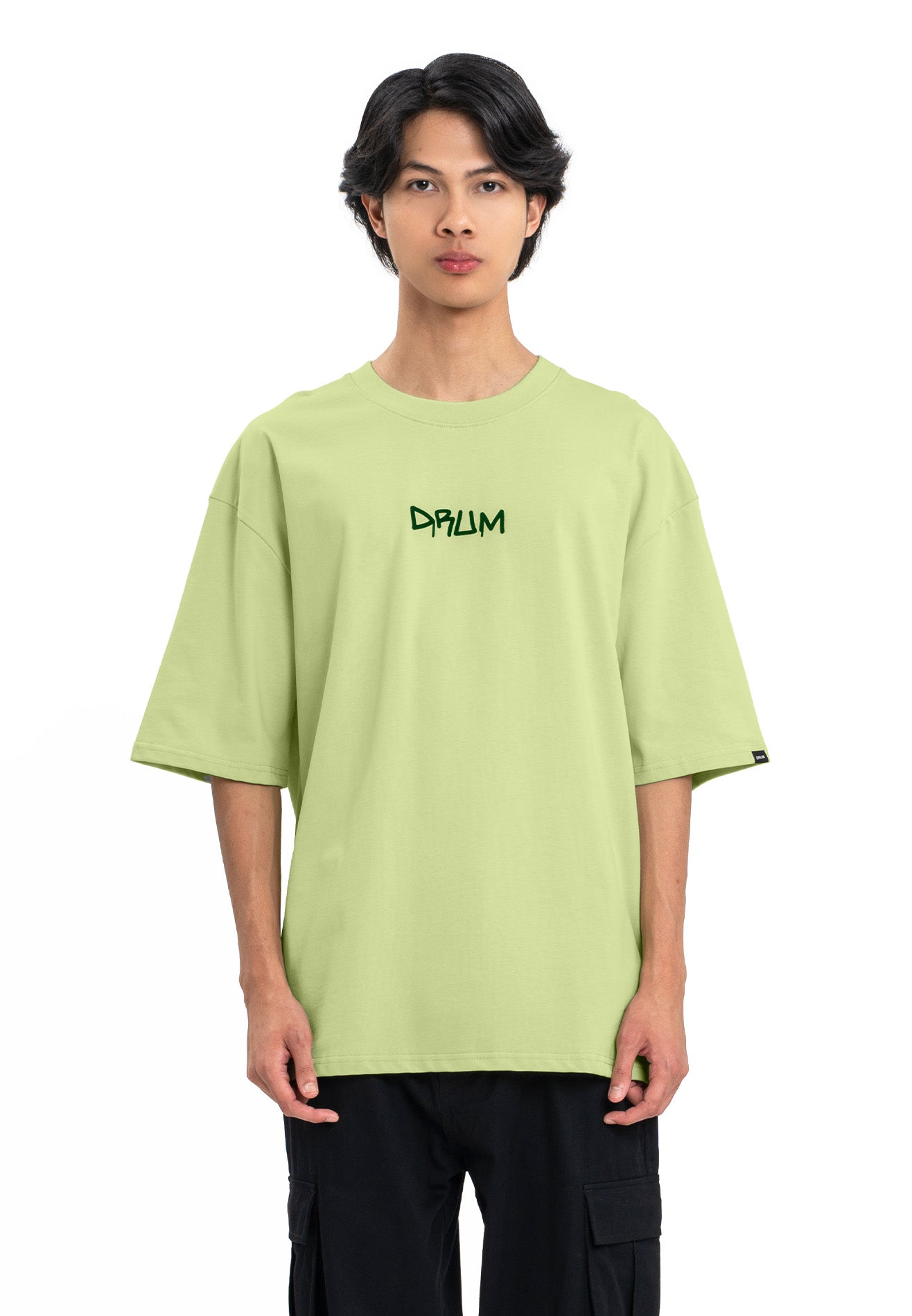 Select Flocking Print Oversized Tee- Light Green