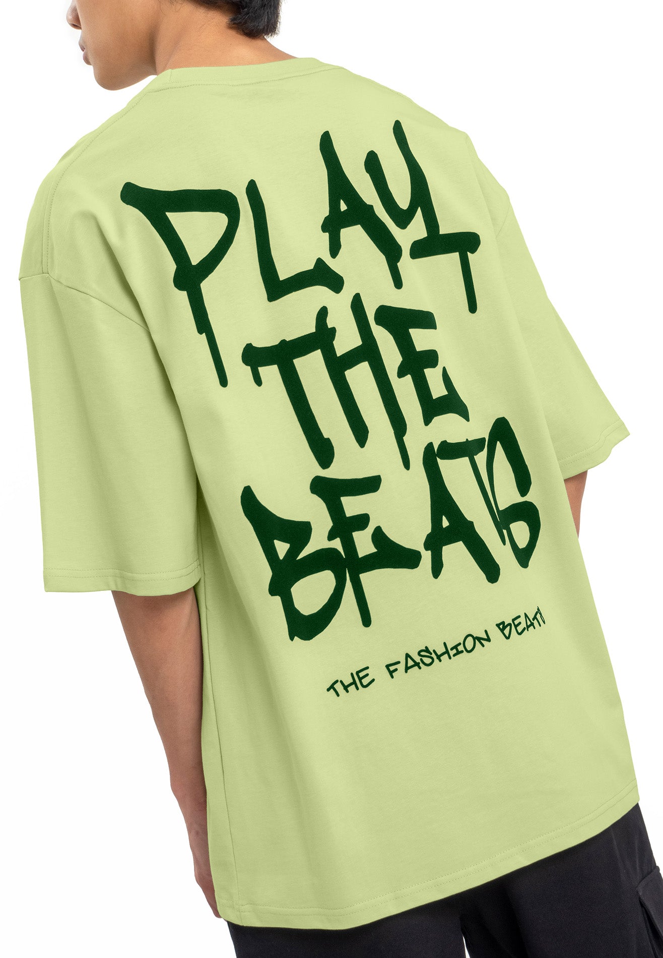 Select Flocking Print Oversized Tee- Light Green