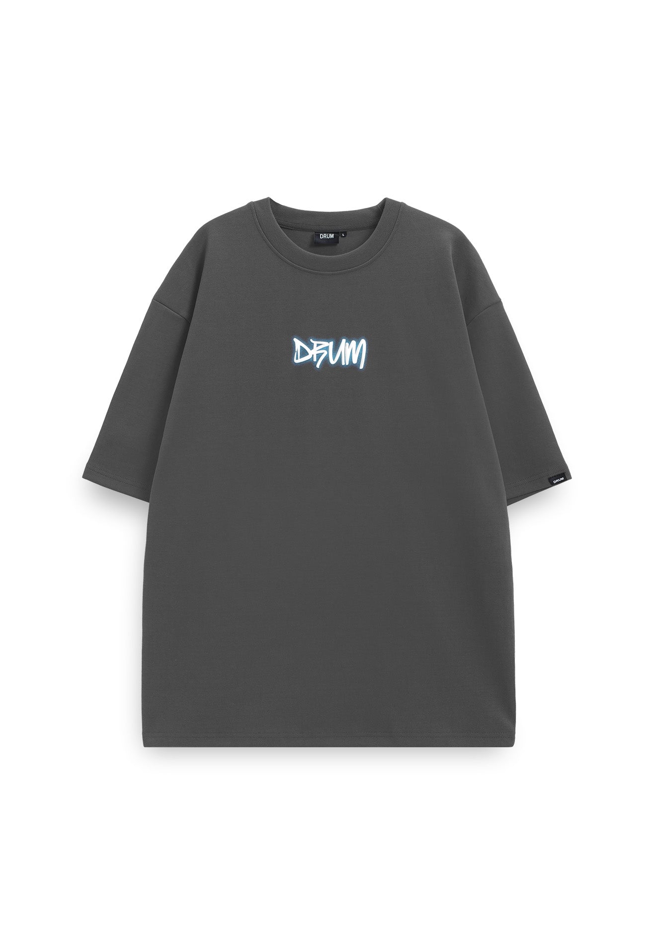 Select Puff Print & Spray Oversized Tee- Dark Grey