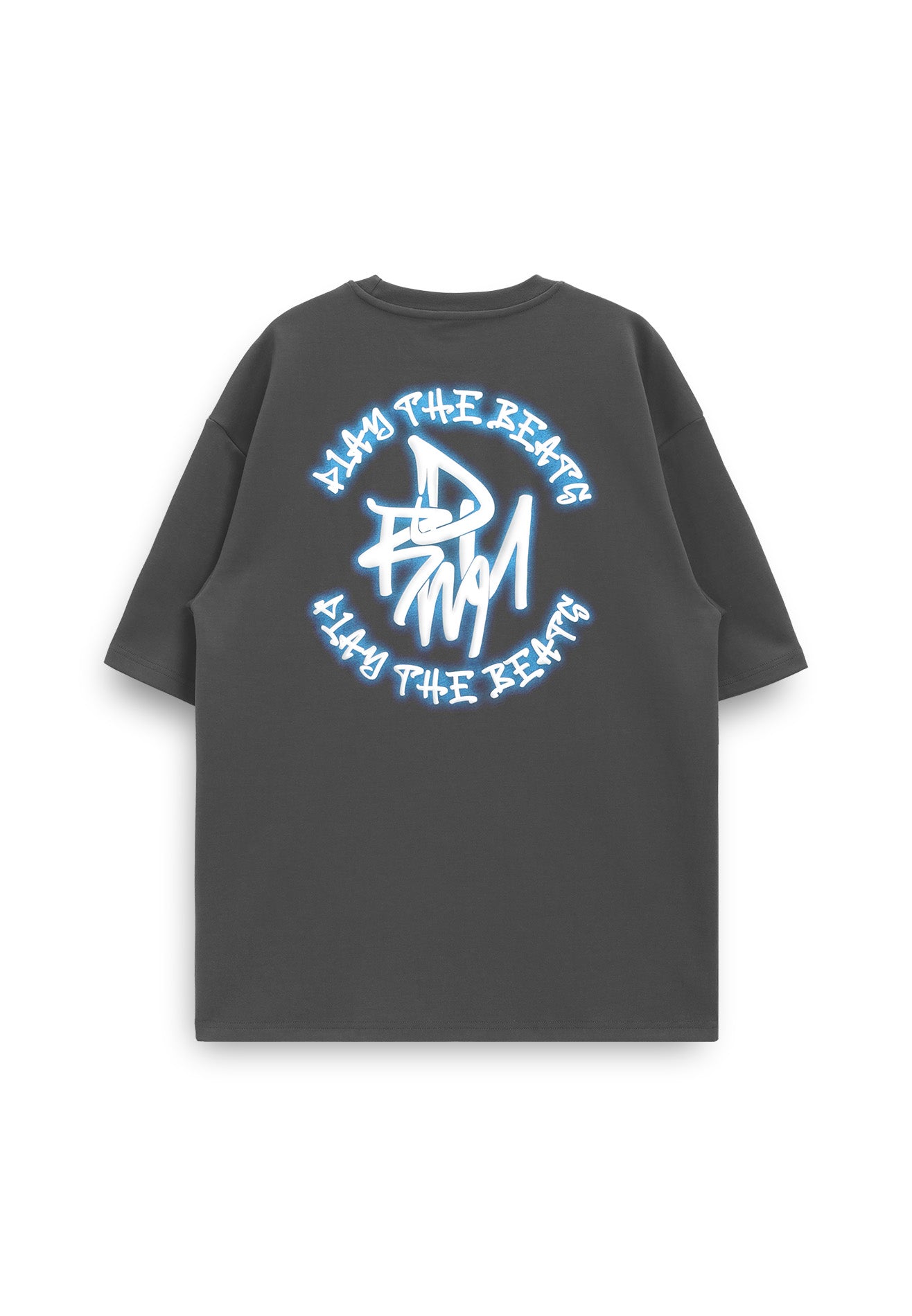 Select Puff Print & Spray Oversized Tee- Dark Grey