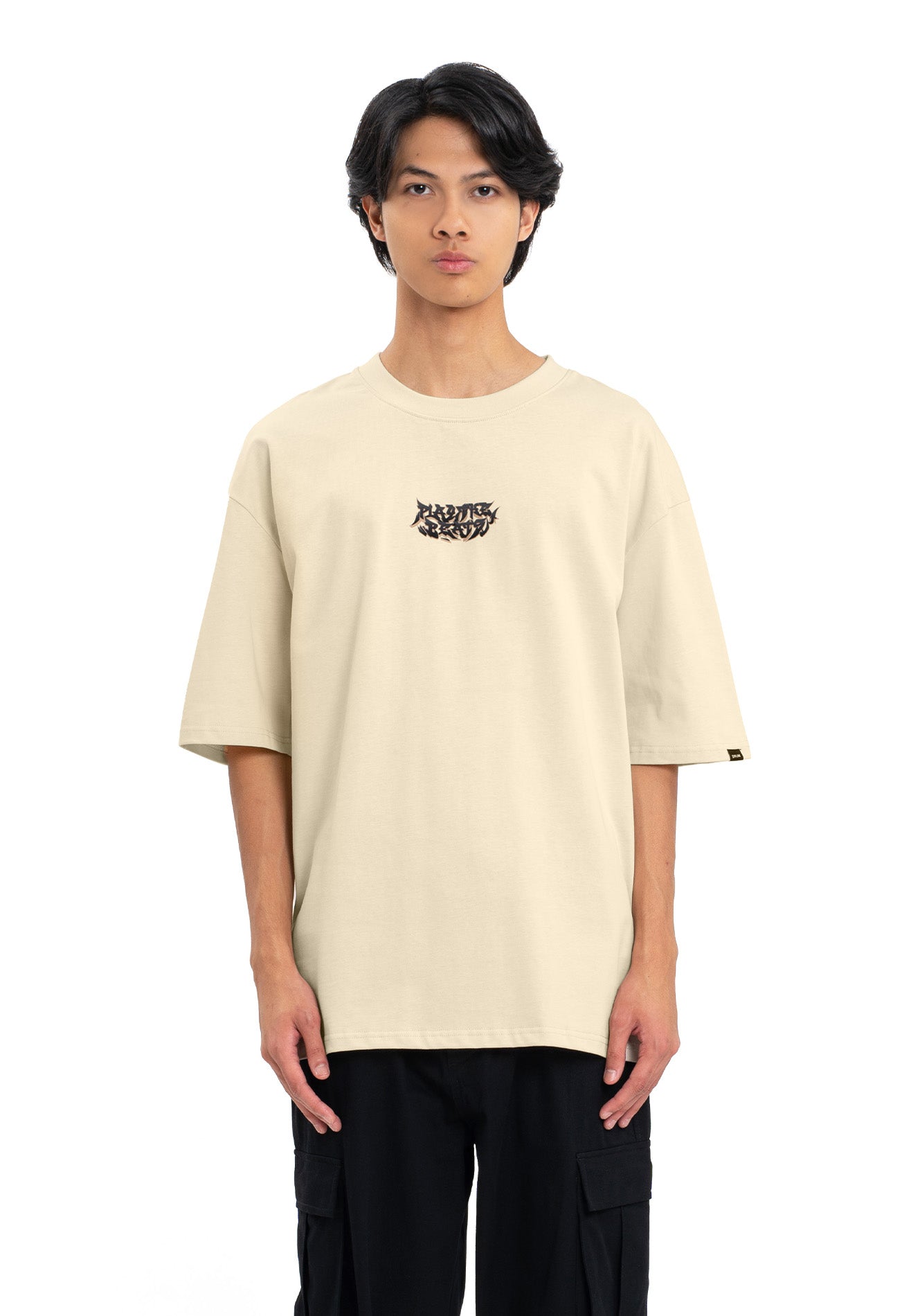 Select Gradient Flocking Oversized Tee- Light Khaki