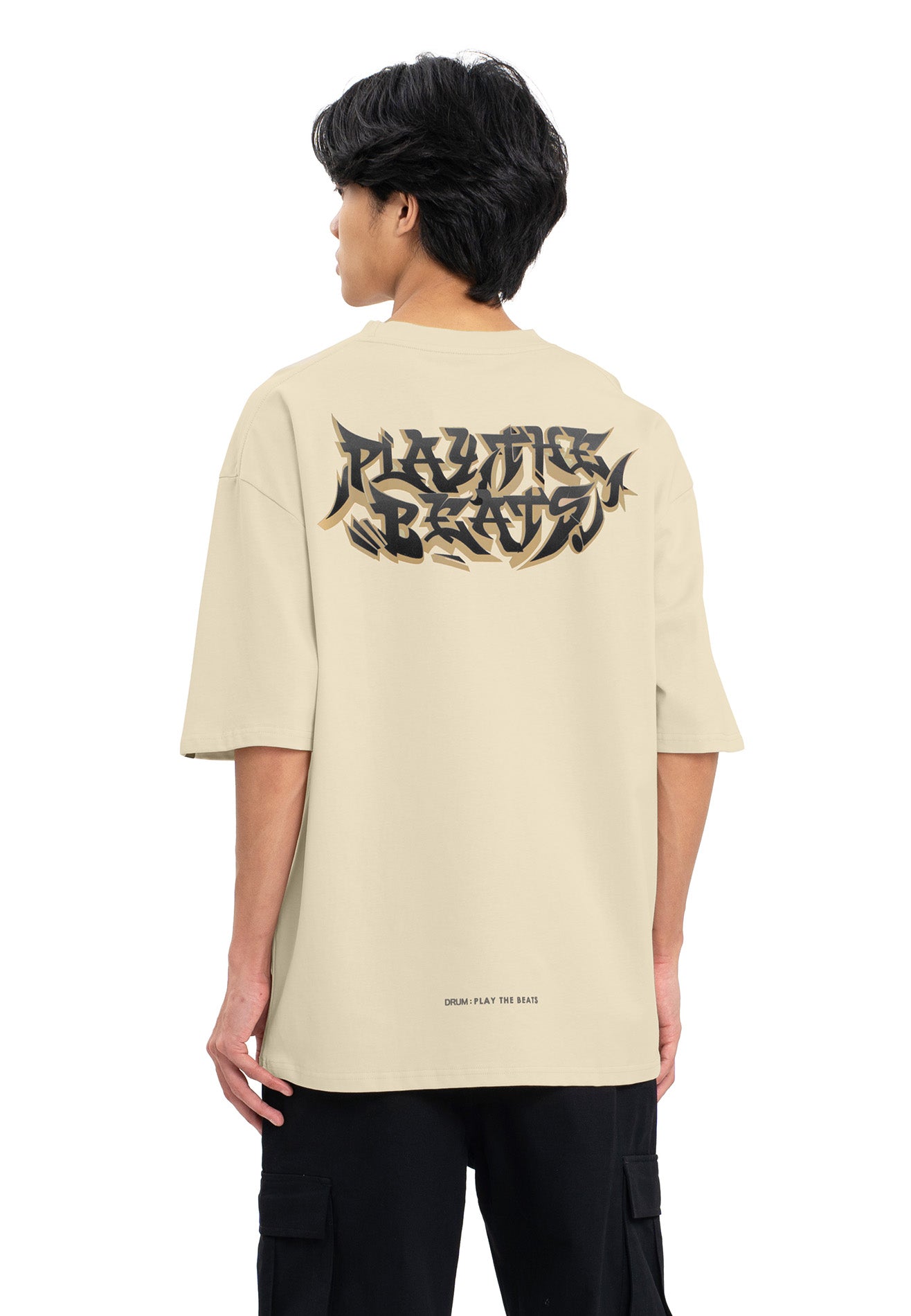 Select Gradient Flocking Oversized Tee- Light Khaki