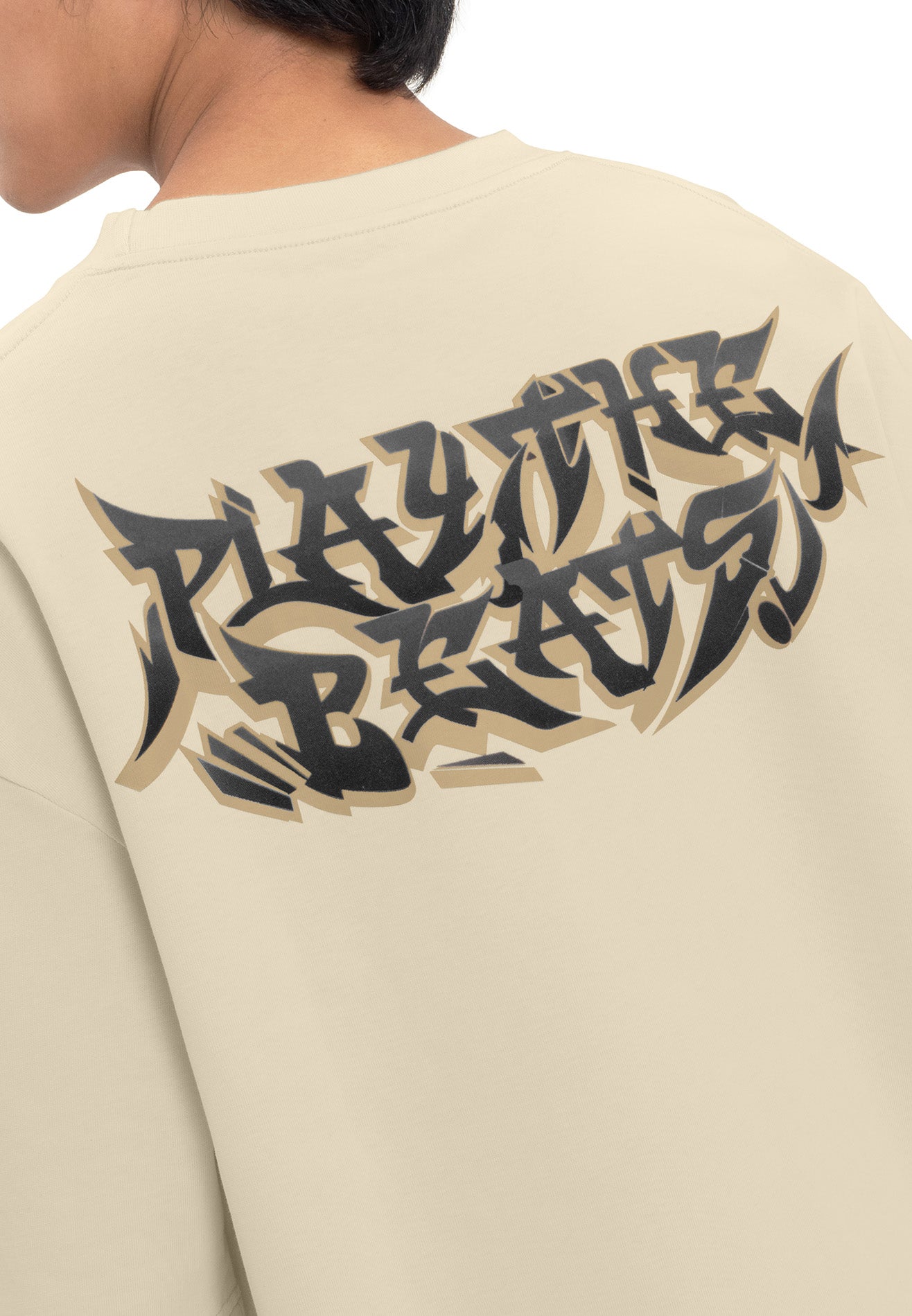 Select Gradient Flocking Oversized Tee- Light Khaki