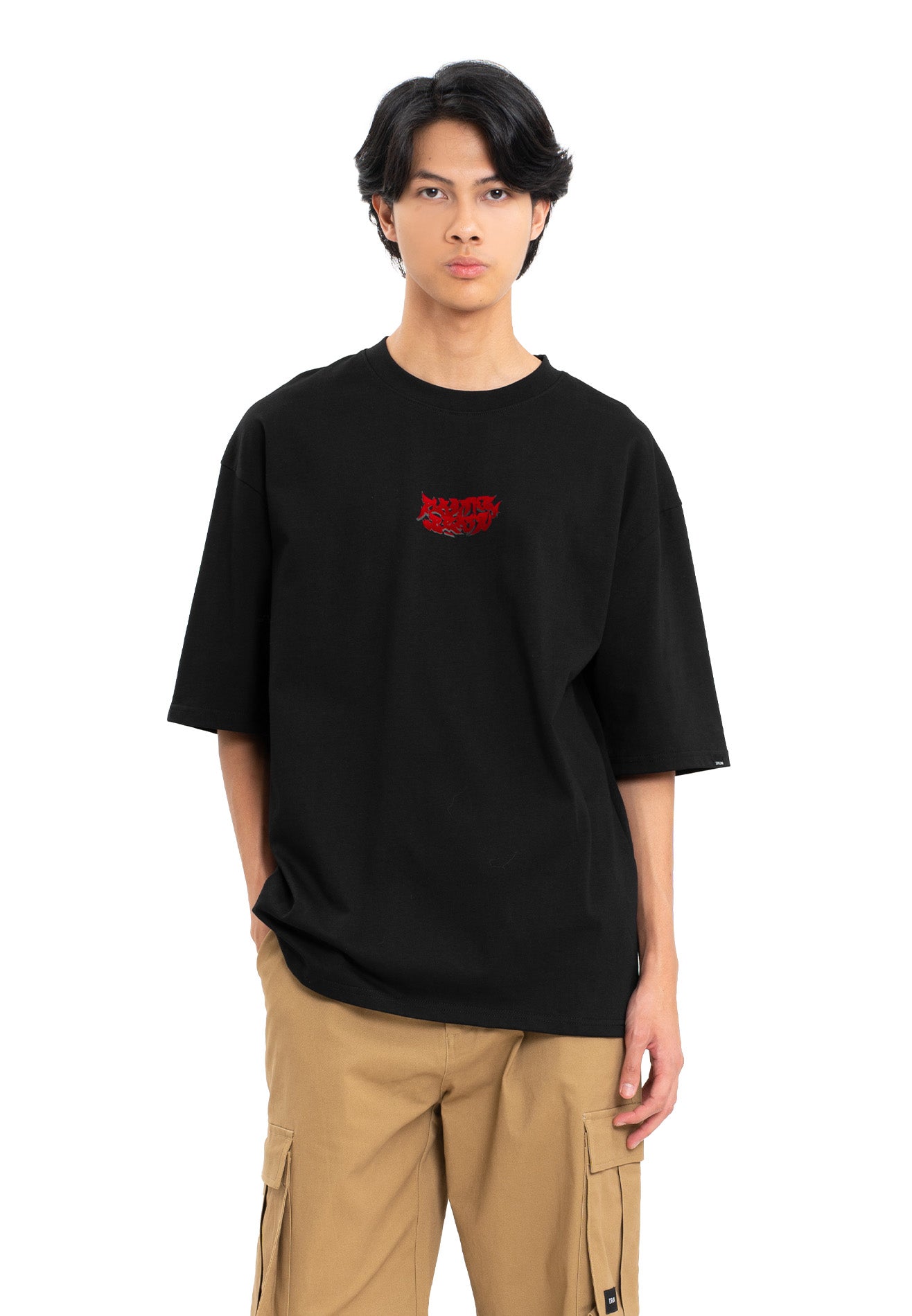 Select Gradient Flocking Oversized Tee- Black