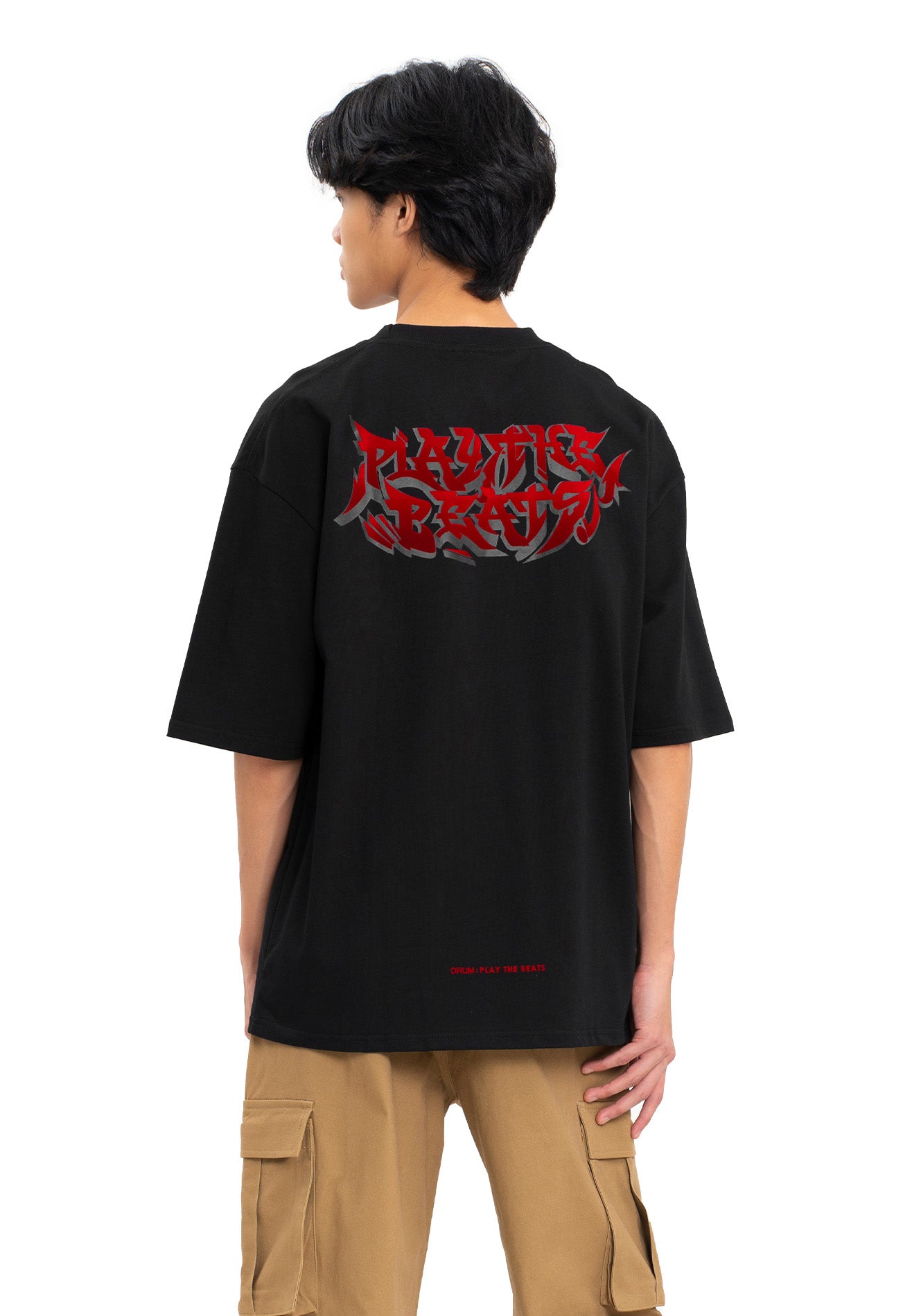 Select Gradient Flocking Oversized Tee- Black