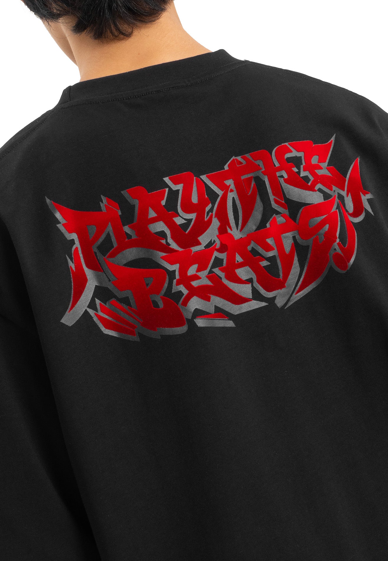 Select Gradient Flocking Oversized Tee- Black