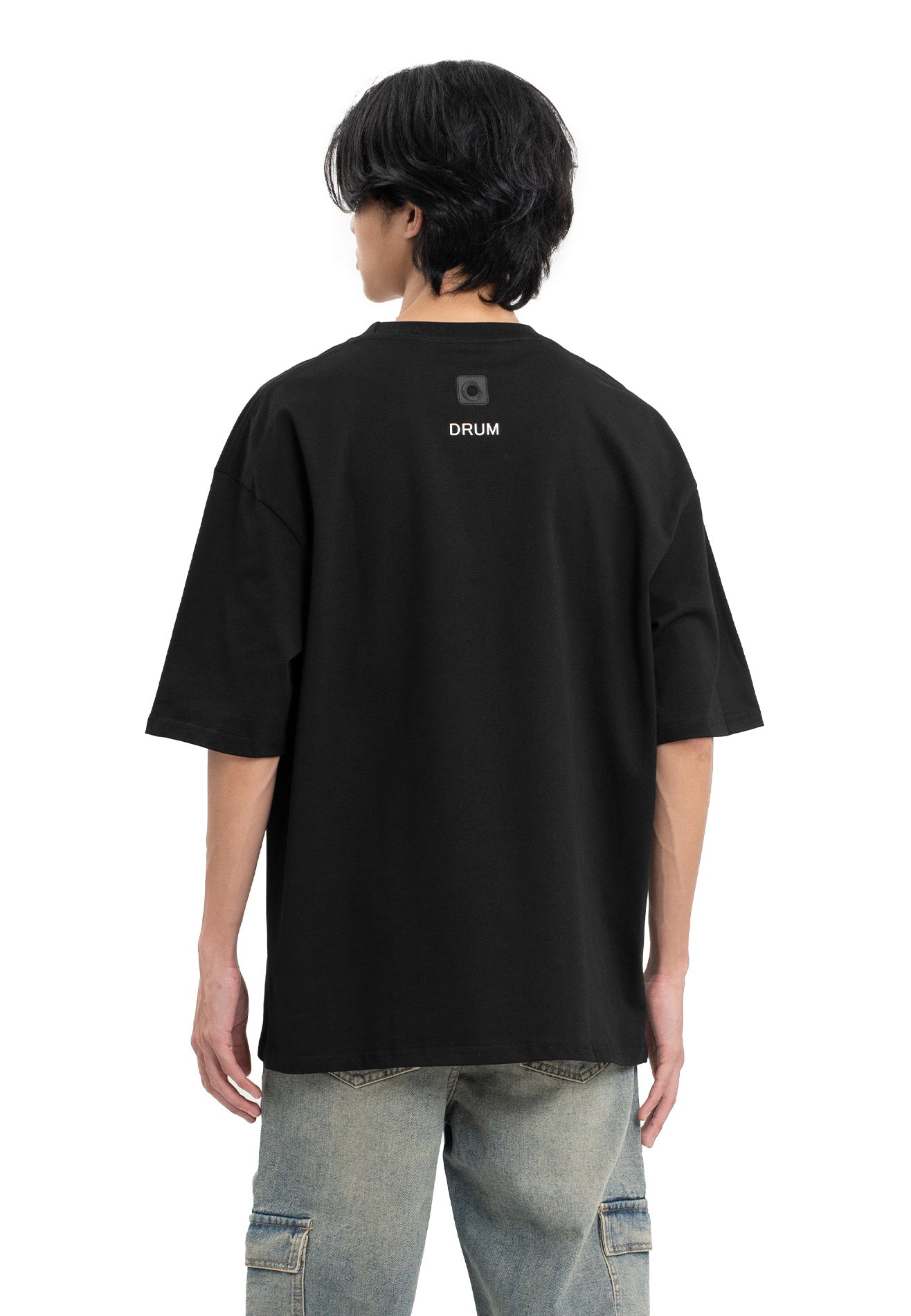 Select Haze Effect Print Oversized Tee- Black