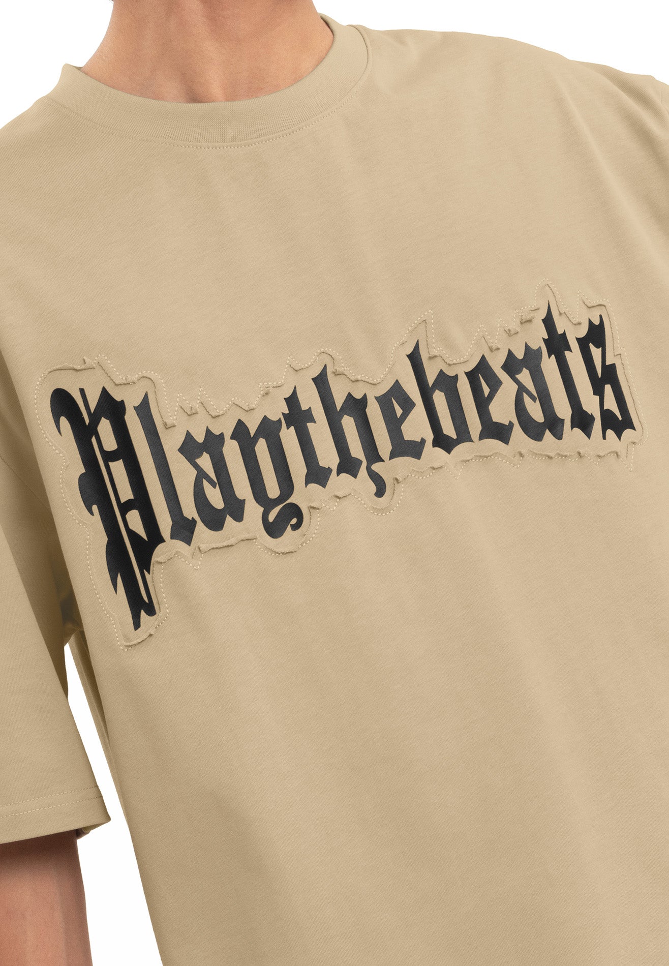 Select Applique Embroidery Oversized Tee- Khaki