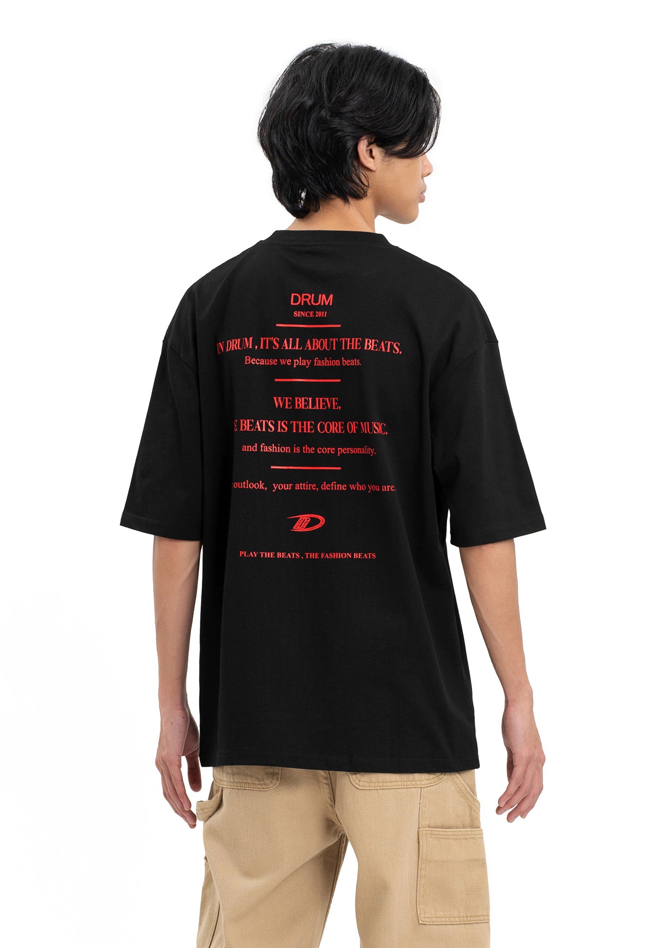 Select Applique Embroidery Oversized Tee- Black