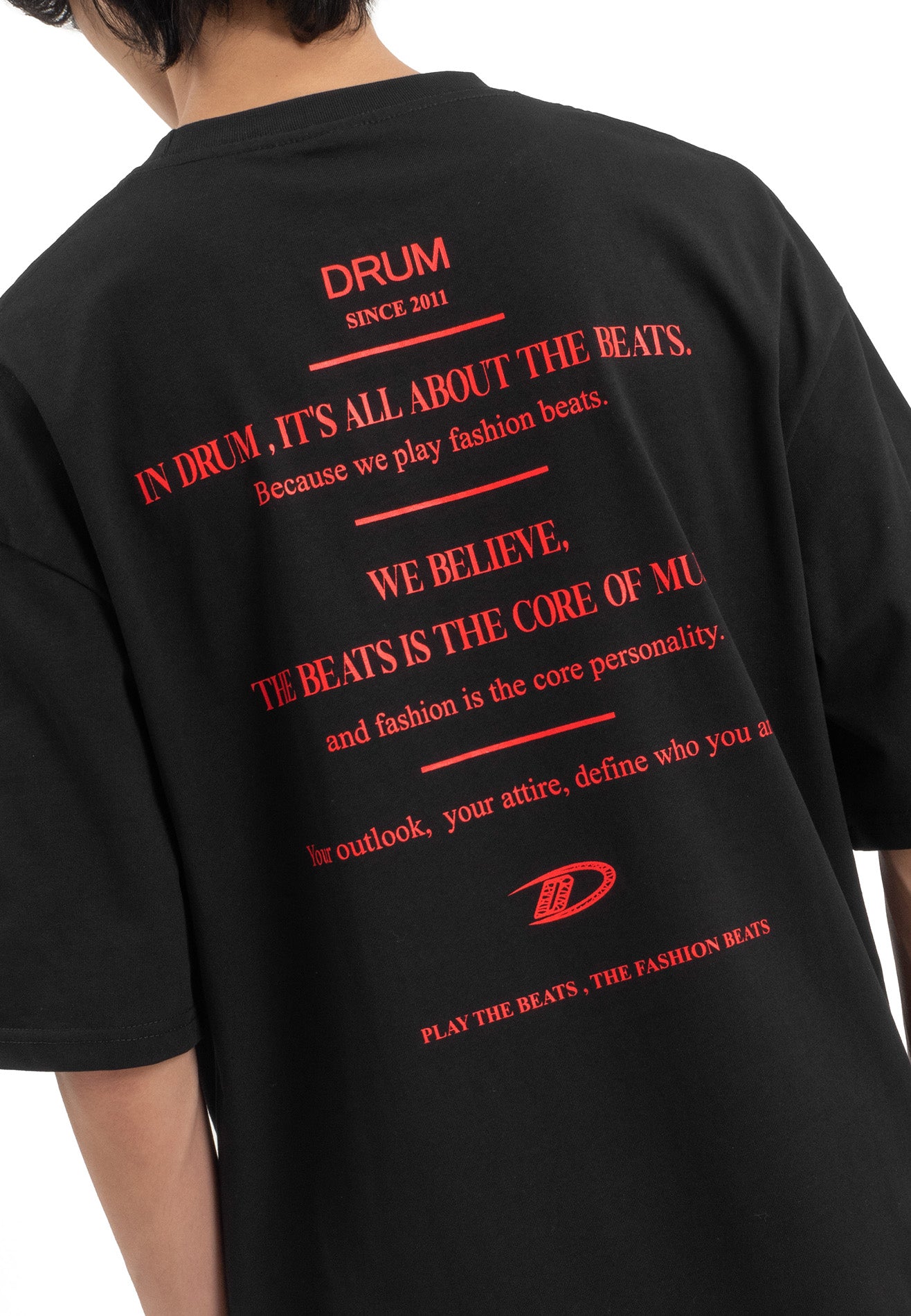 Select Applique Embroidery Oversized Tee- Black