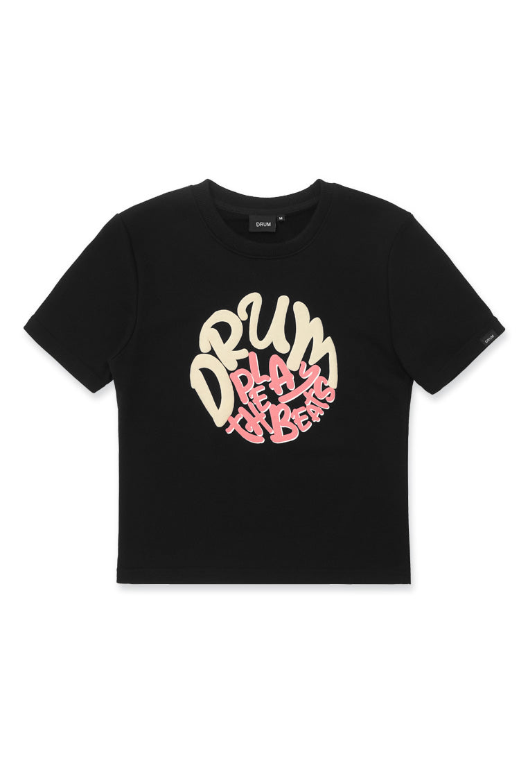 DRUM SELECT Women Graphic Top- Black