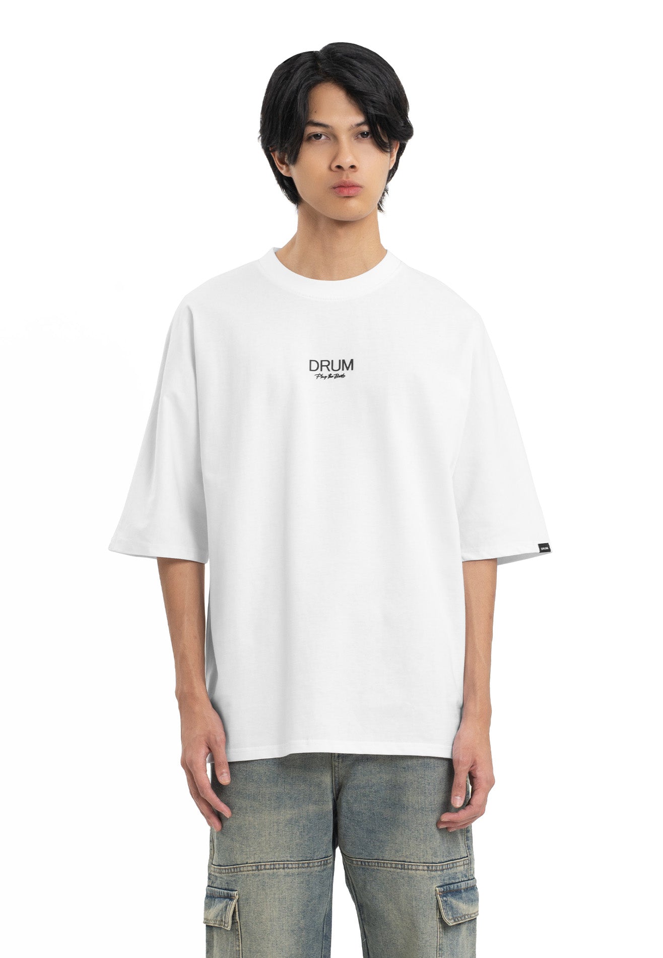 Select Slogan Bat Sleeve Oversized Tee- White