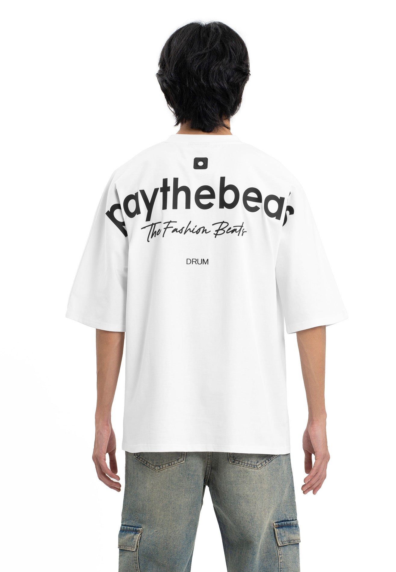 Select Slogan Bat Sleeve Oversized Tee- White