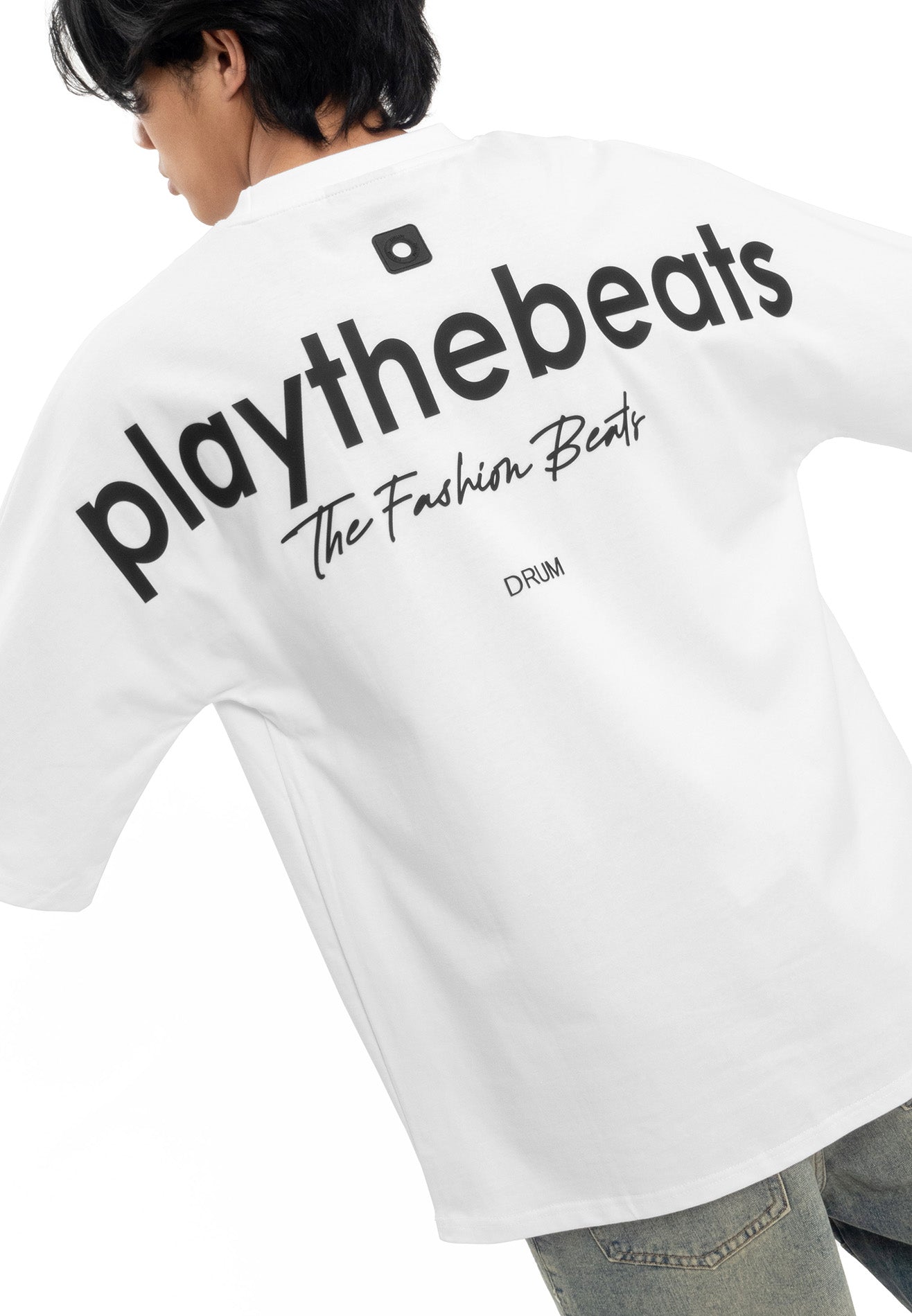 Select Slogan Bat Sleeve Oversized Tee- White